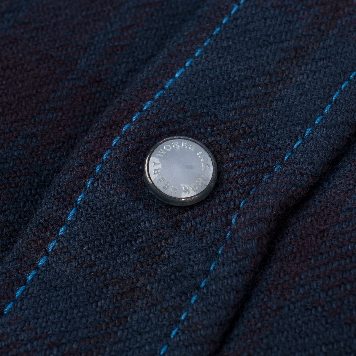 IHSH-333-OD Ultra Heavy Flannel Blanket Check Western Shirt - Sax Blue Overdyed Black - 10