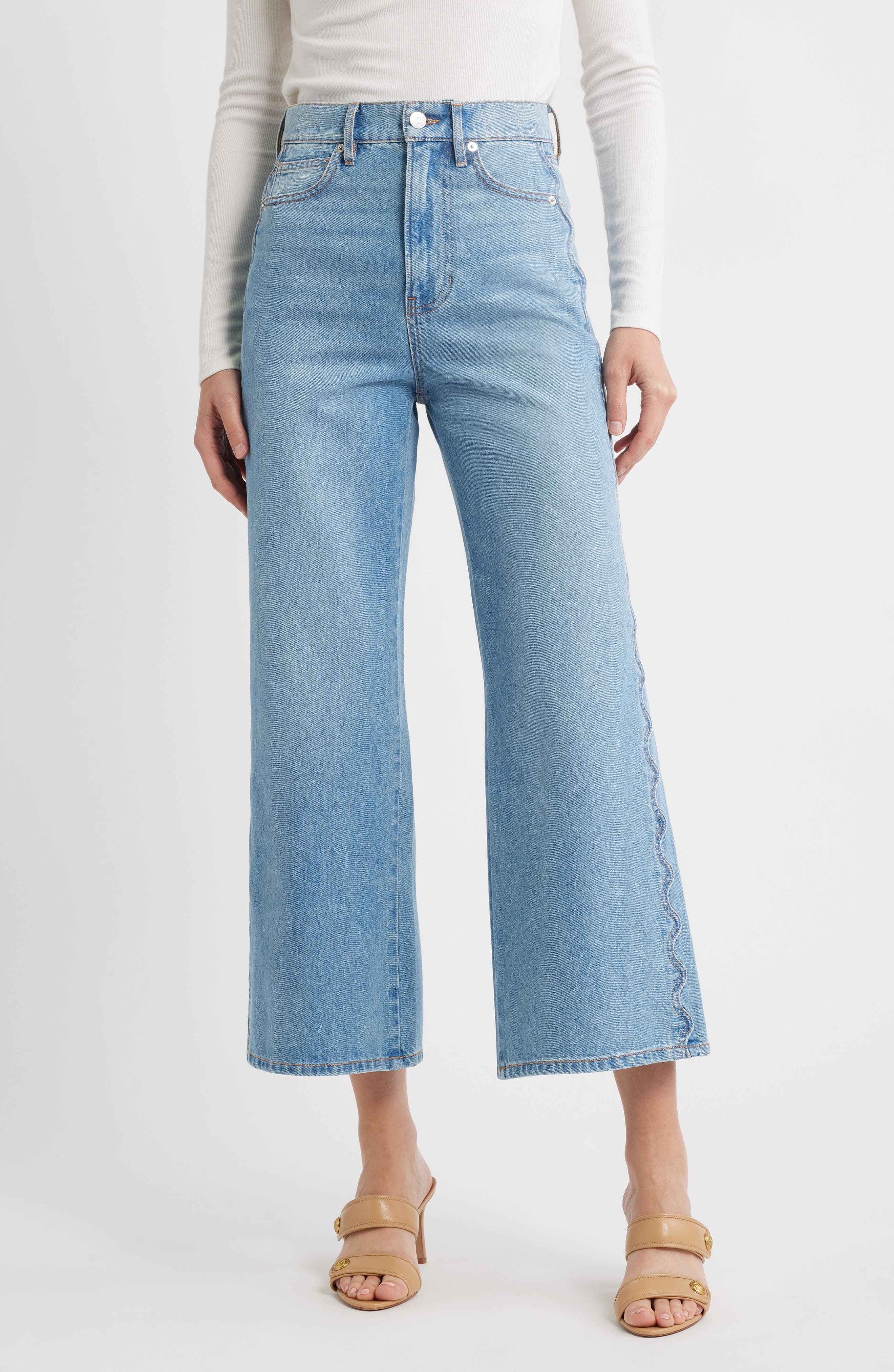 Veronica Beard Taylor Crop Wide Leg Jeans in Nova at Nordstrom - 1