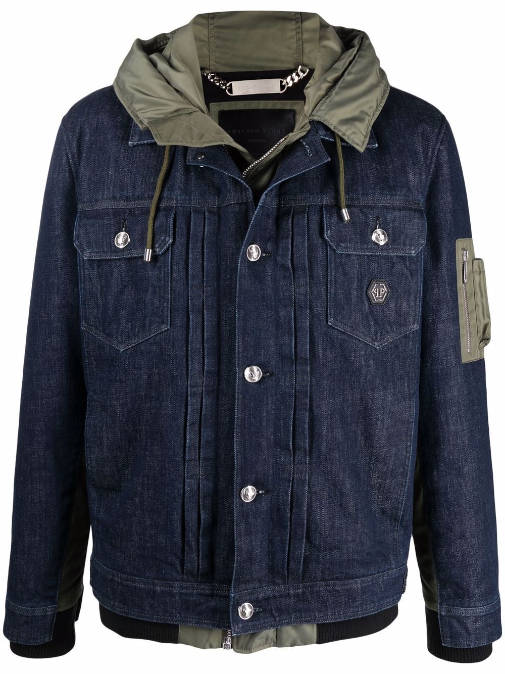 hooded denim jacket - 1