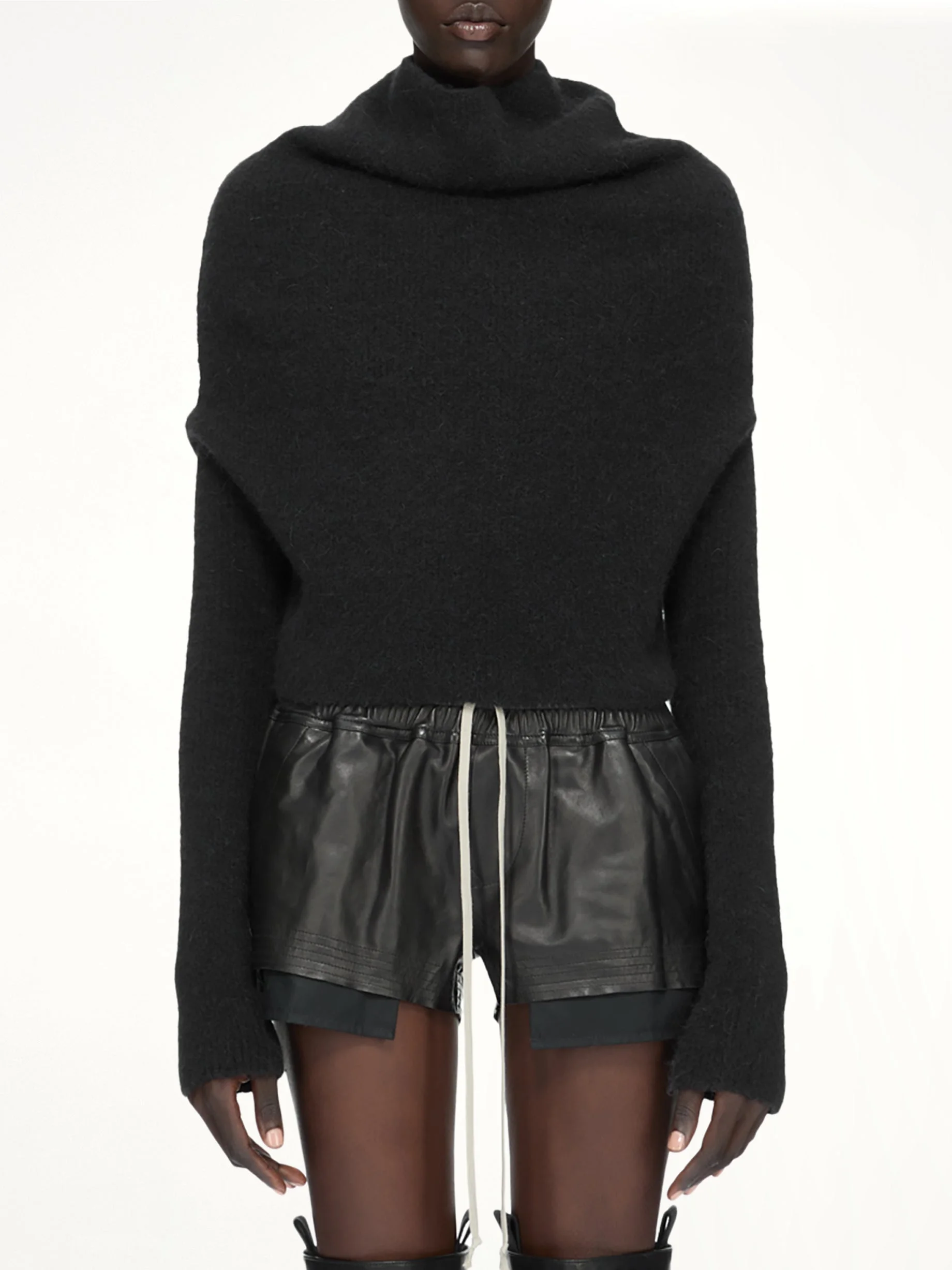 Alpaca Knit LS Cowl in Black - 1