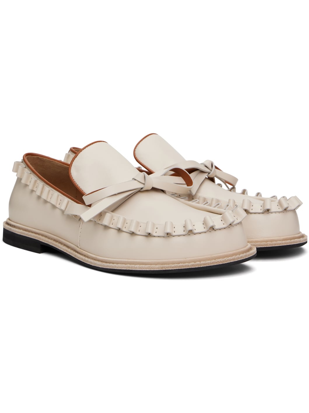 Off-White Ruffle Loafers - 4