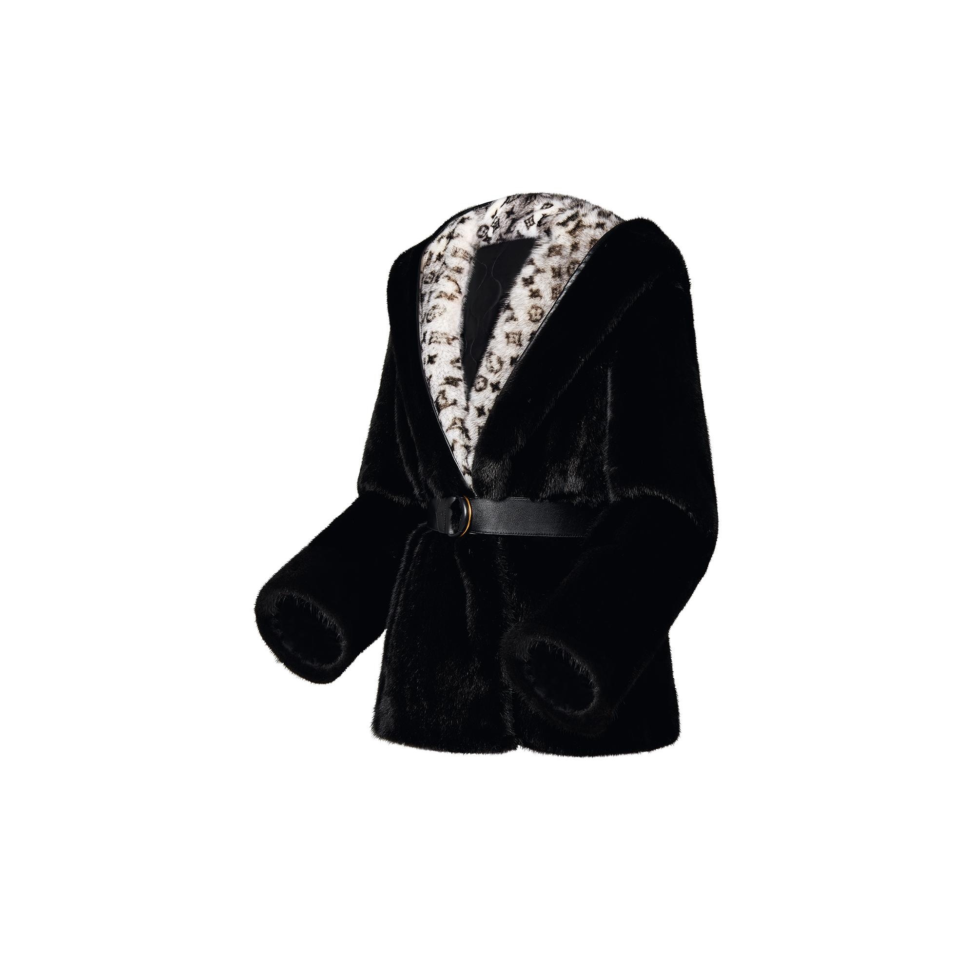 Monogram Mink Hooded Wrap Coat - 2