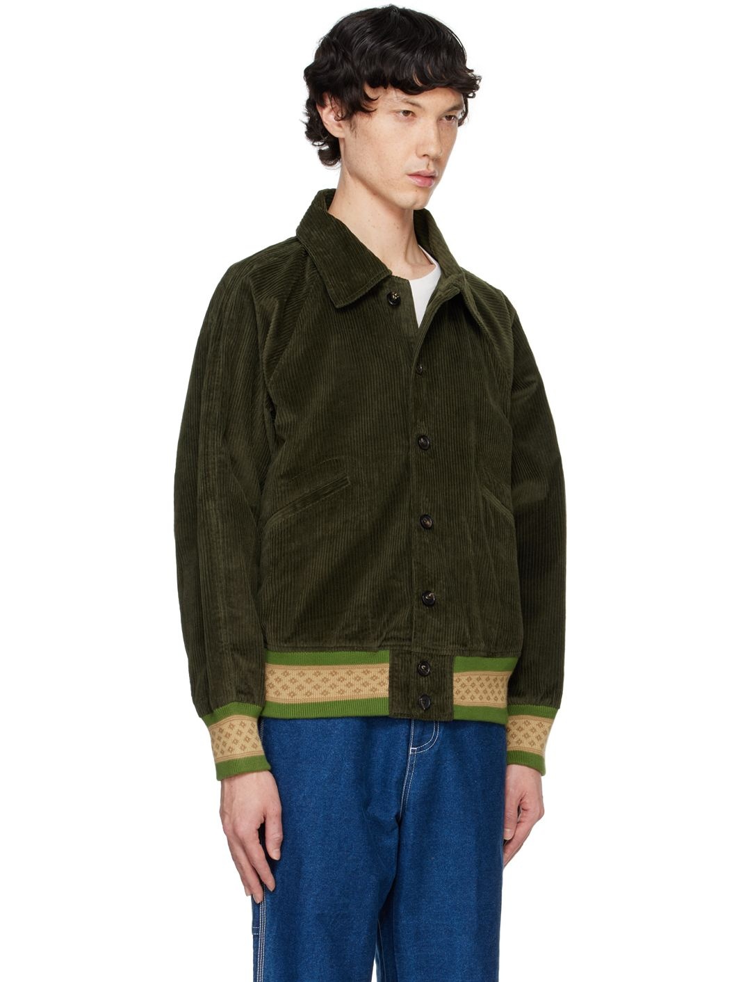 Khaki Peerie Rib Banbury Bomber Jacket - 2