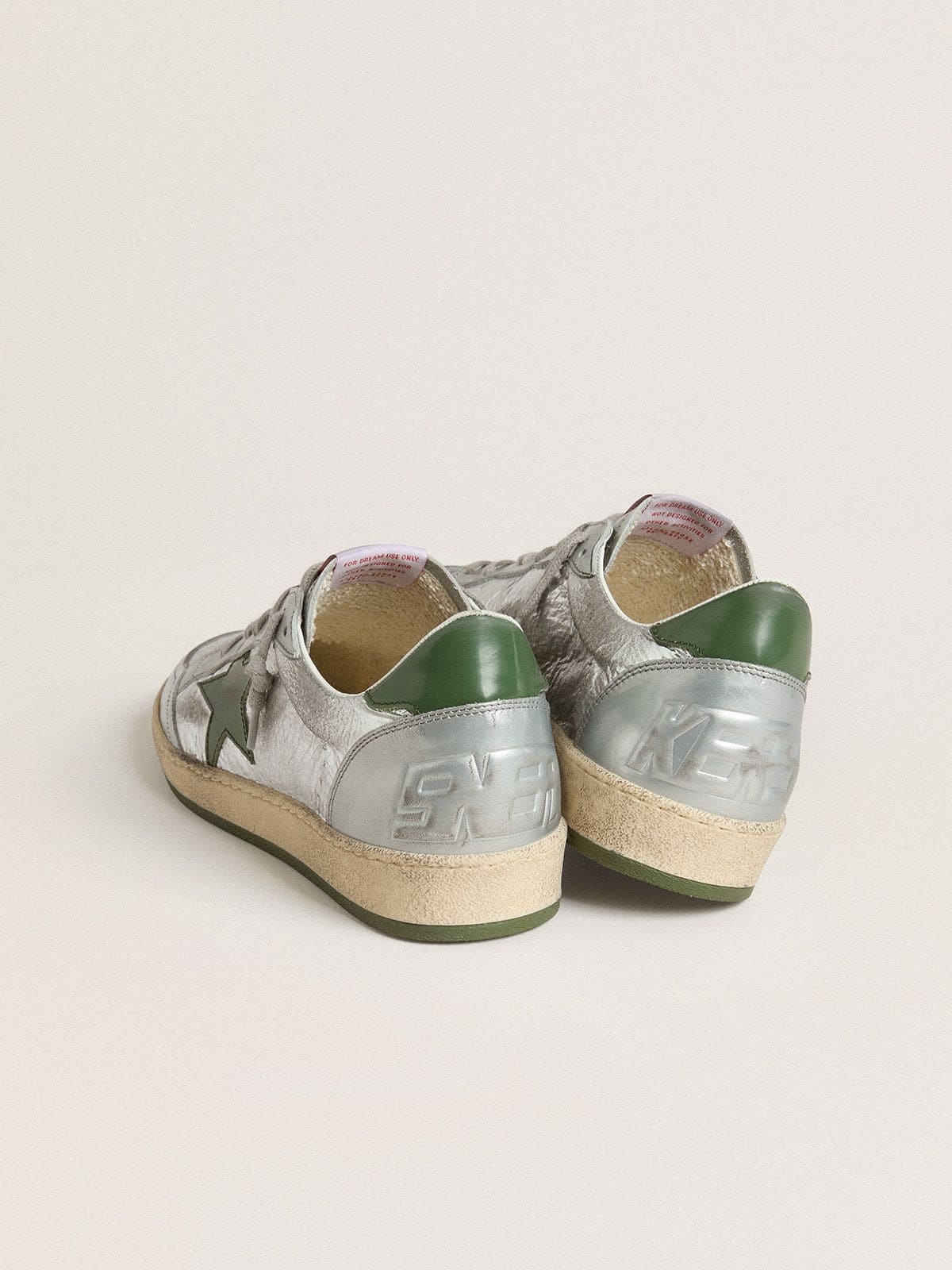 Men's Ball Star in silver nylon with green leather star and heel tab - 4