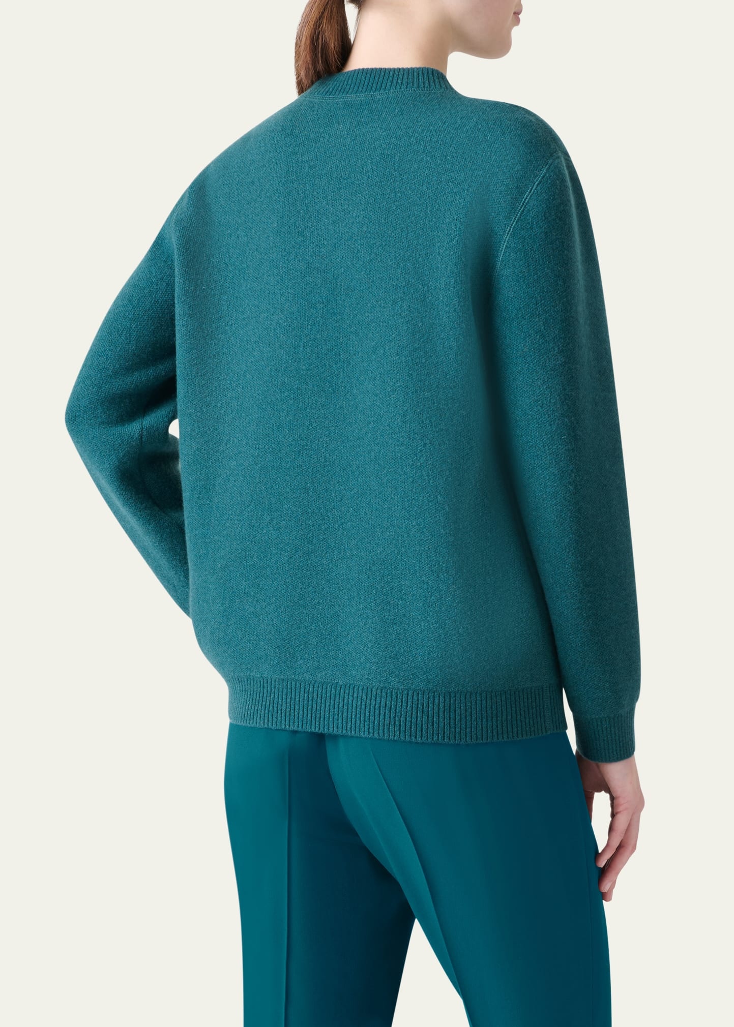 Pure Cashmere Pique Knit Crewneck Cardigan - 3