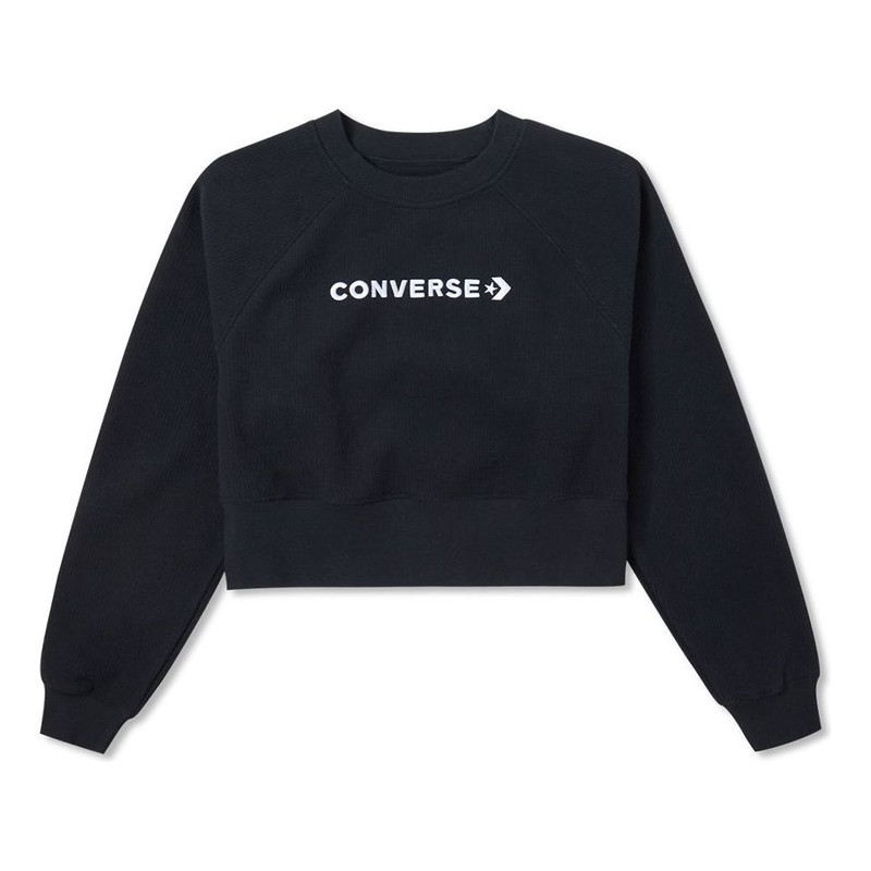 (WMNS) Converse Wordmark Fleece Crew Top 'Black' 10024731-A01 1