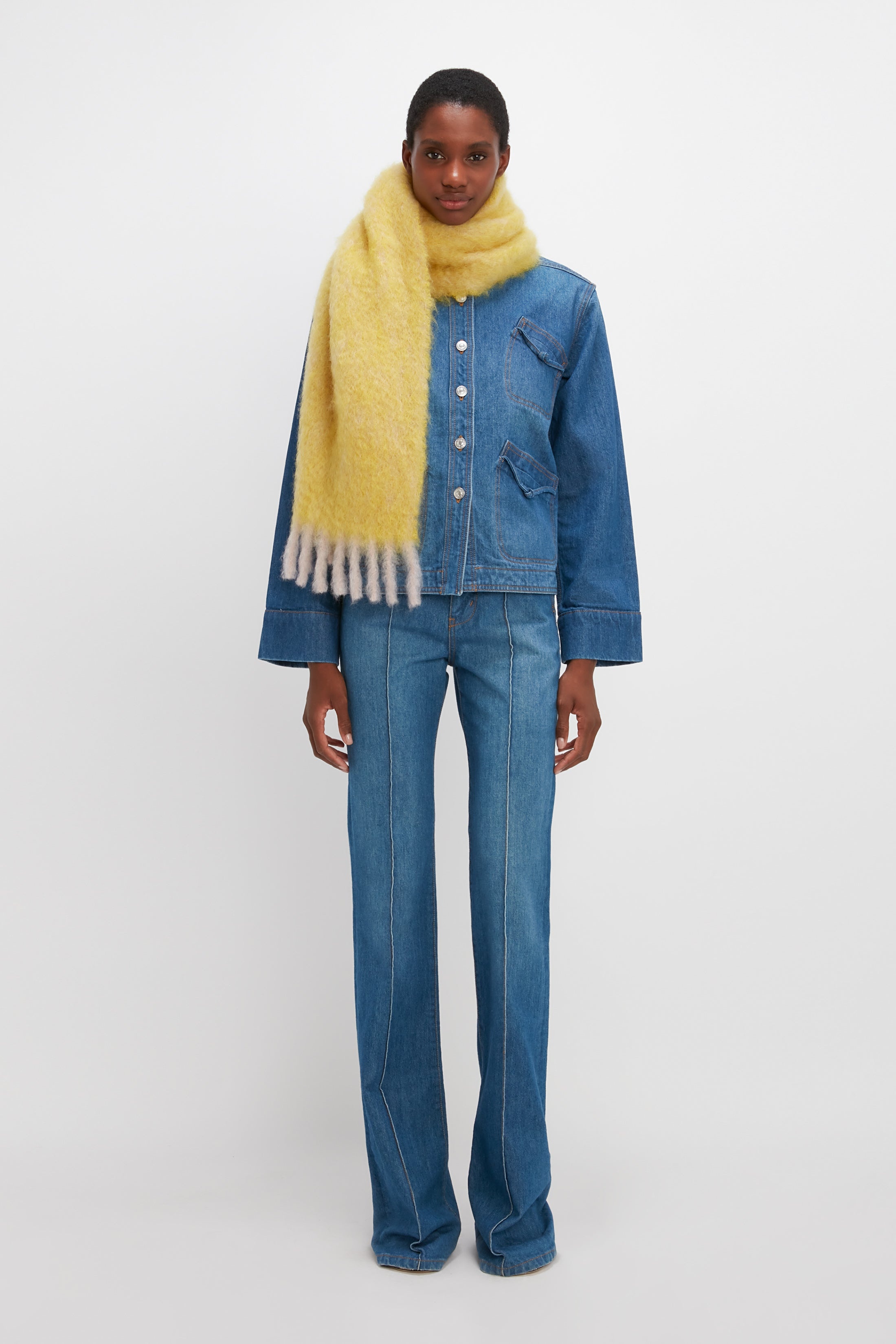 EXCLUSIVE Mohair Scarf In Sunflower Yellow - 5
