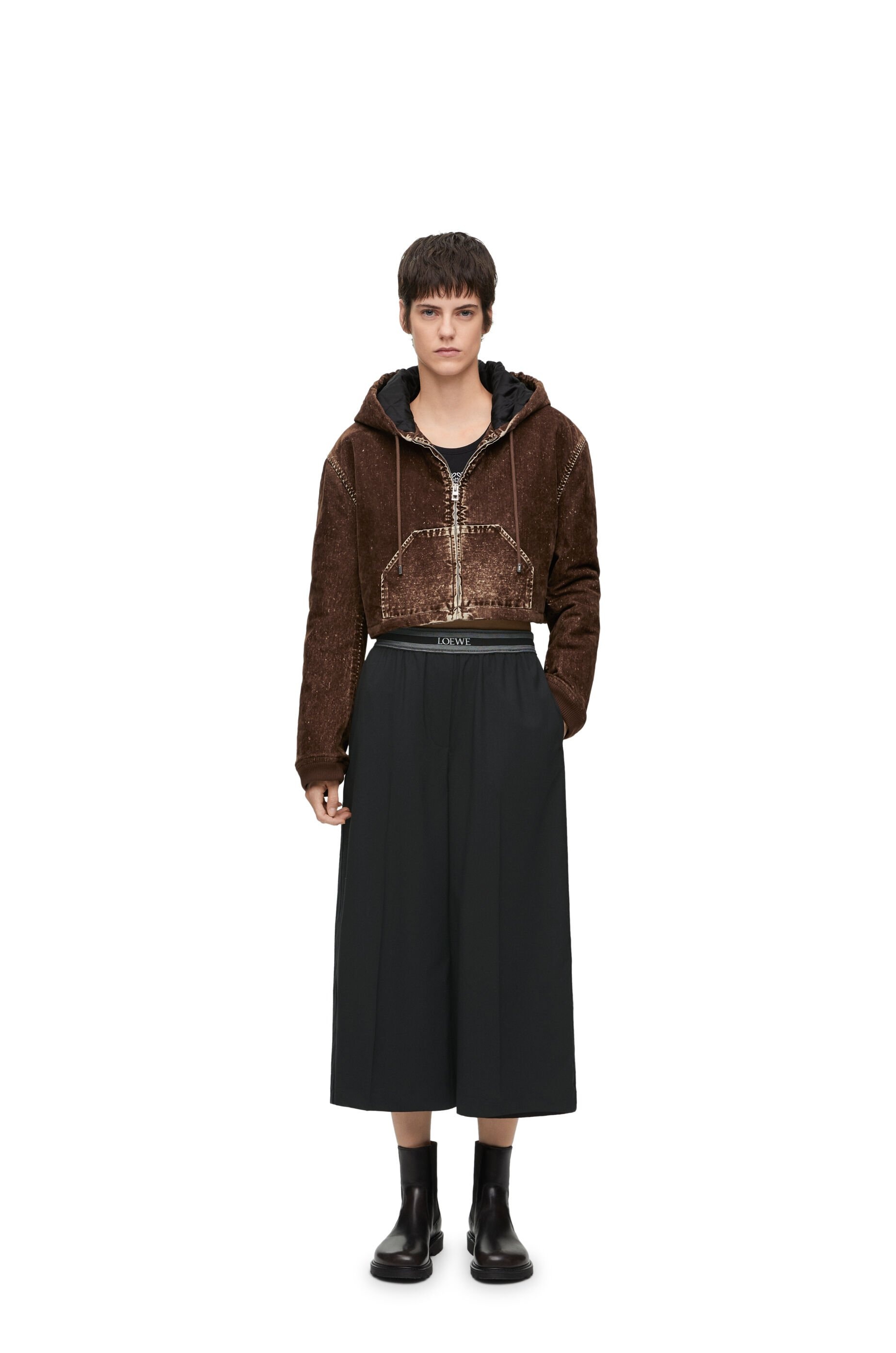 Cropped hooded jacket in denim - 2