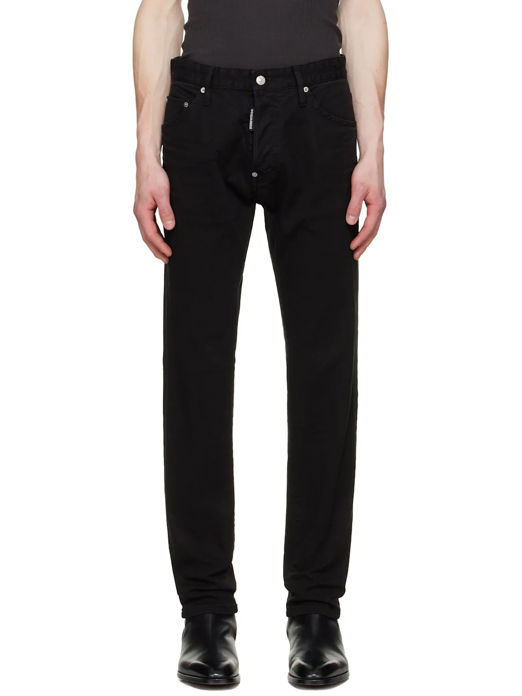 Black Garment Dyed Teddy Jeans - 1