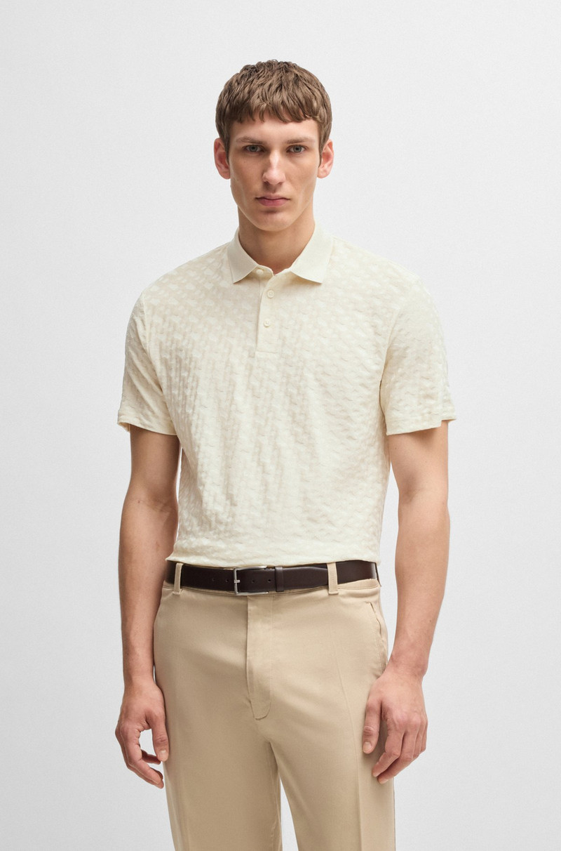 COTTON POLO SHIRT WITH TONAL MONOGRAM JACQUARD 2