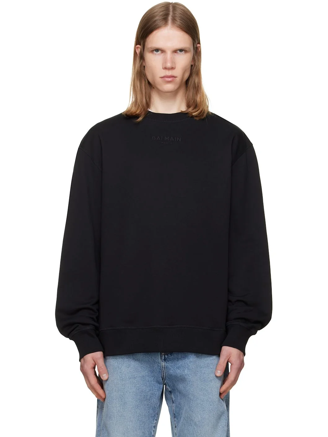 Black Embroidered 'Balmain Paris' Sweatshirt - 1