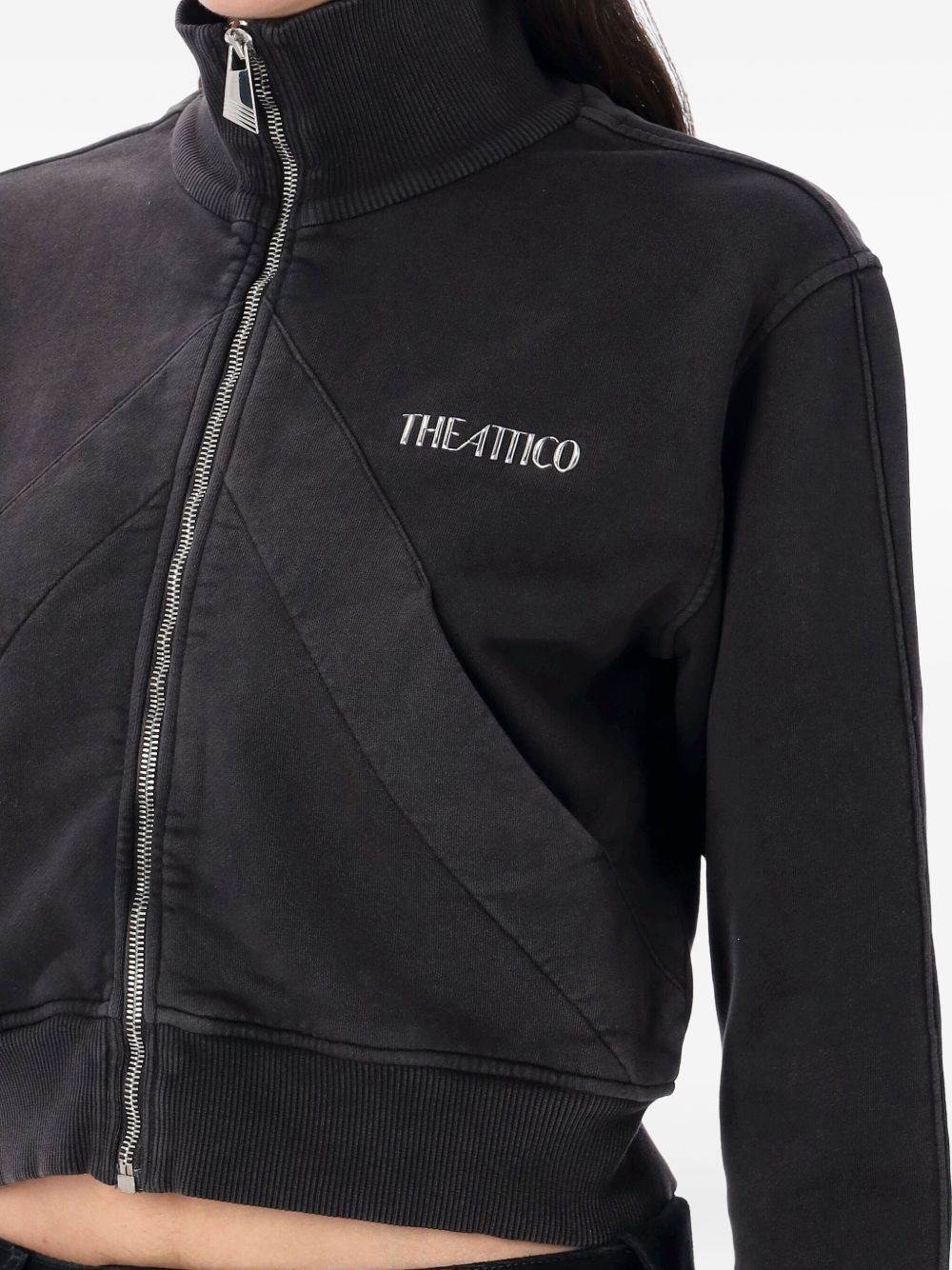 zip-front panelled fleece top - 3
