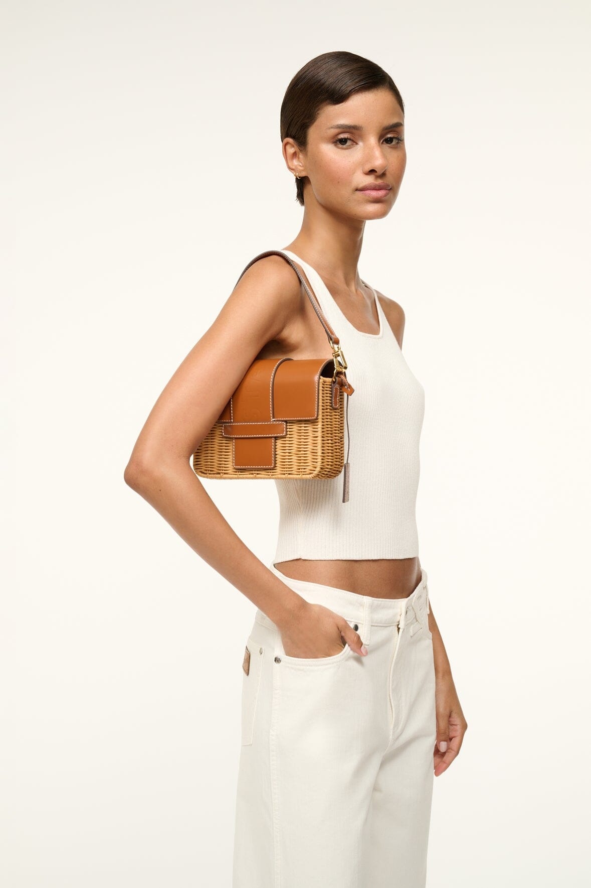 STAUD CHARLI WICKER CROSSBODY BAG NATURAL - 4