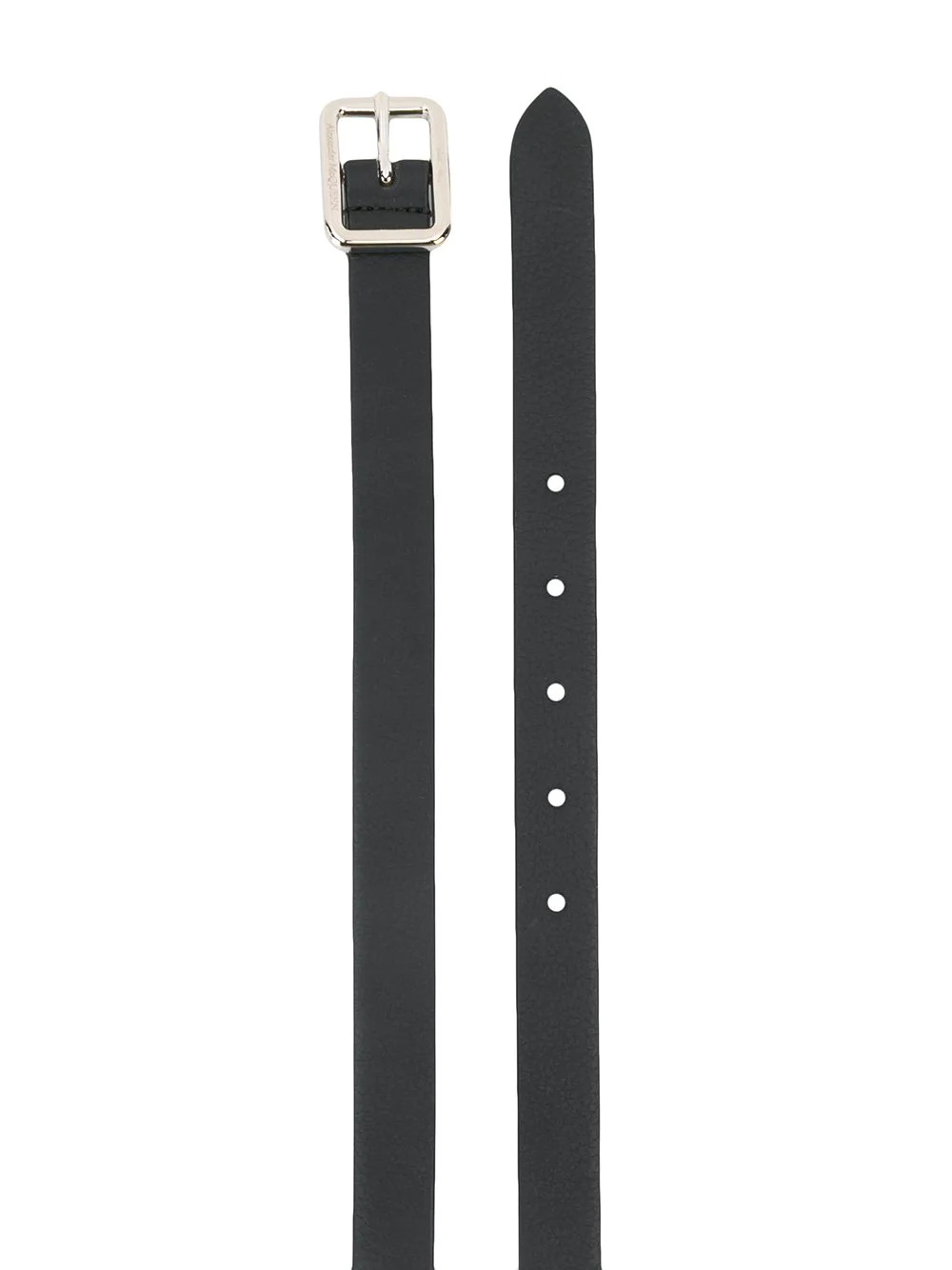 leather silver buckle belt - 2