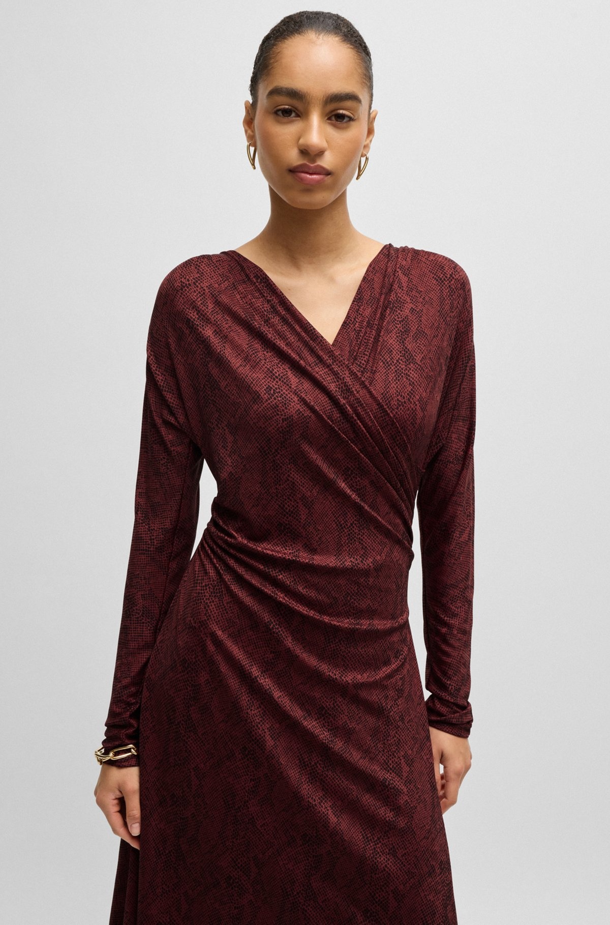WRAP-FRONT DRESS IN KNITTED JERSEY - 4