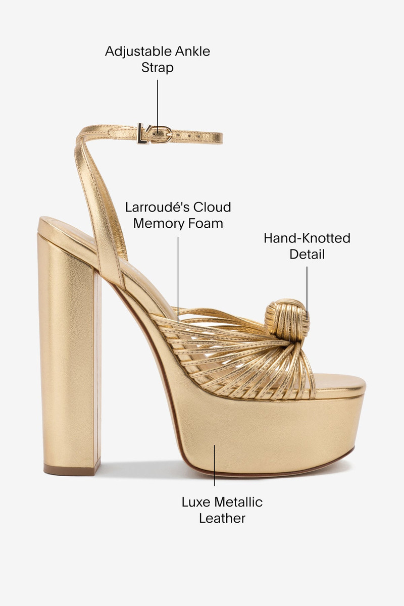 Valerie Platform Sandal In Gold Metallic Leather 5
