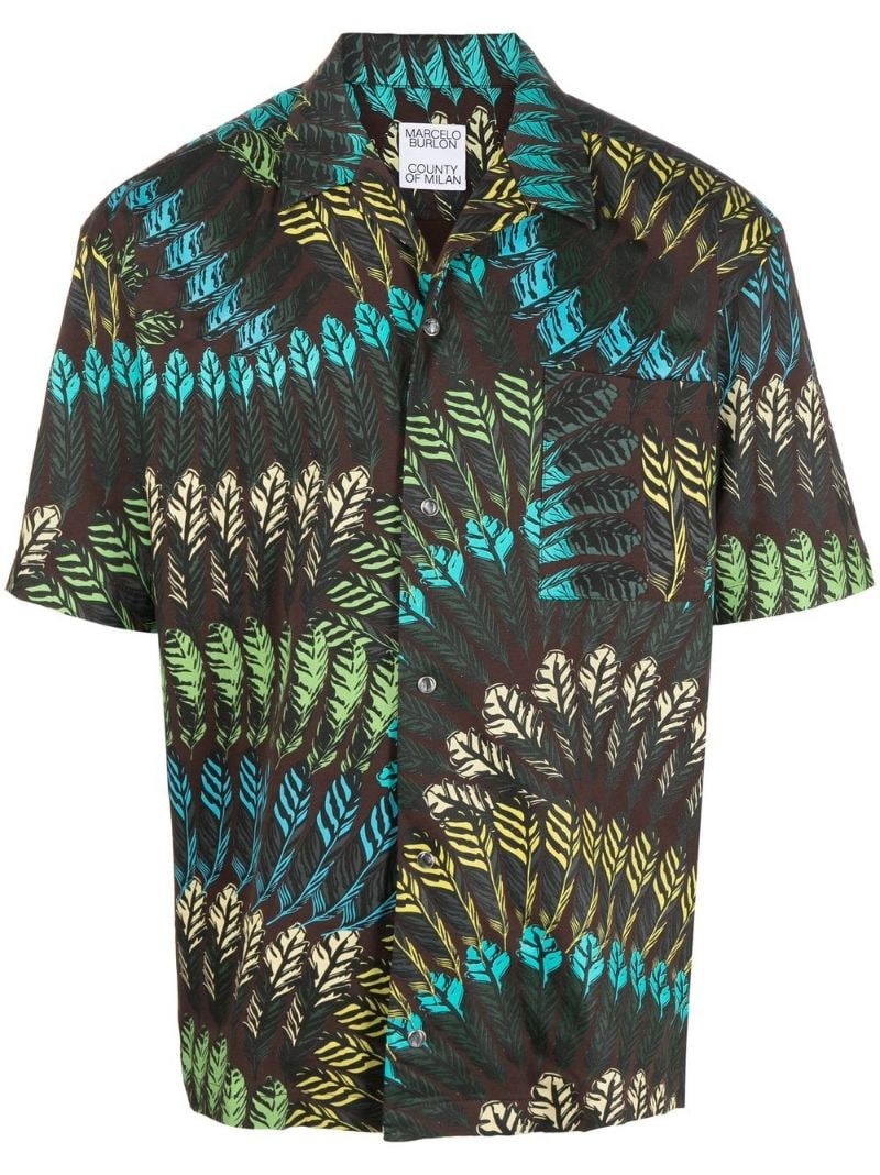 AOP feather short-sleeve shirt - 1