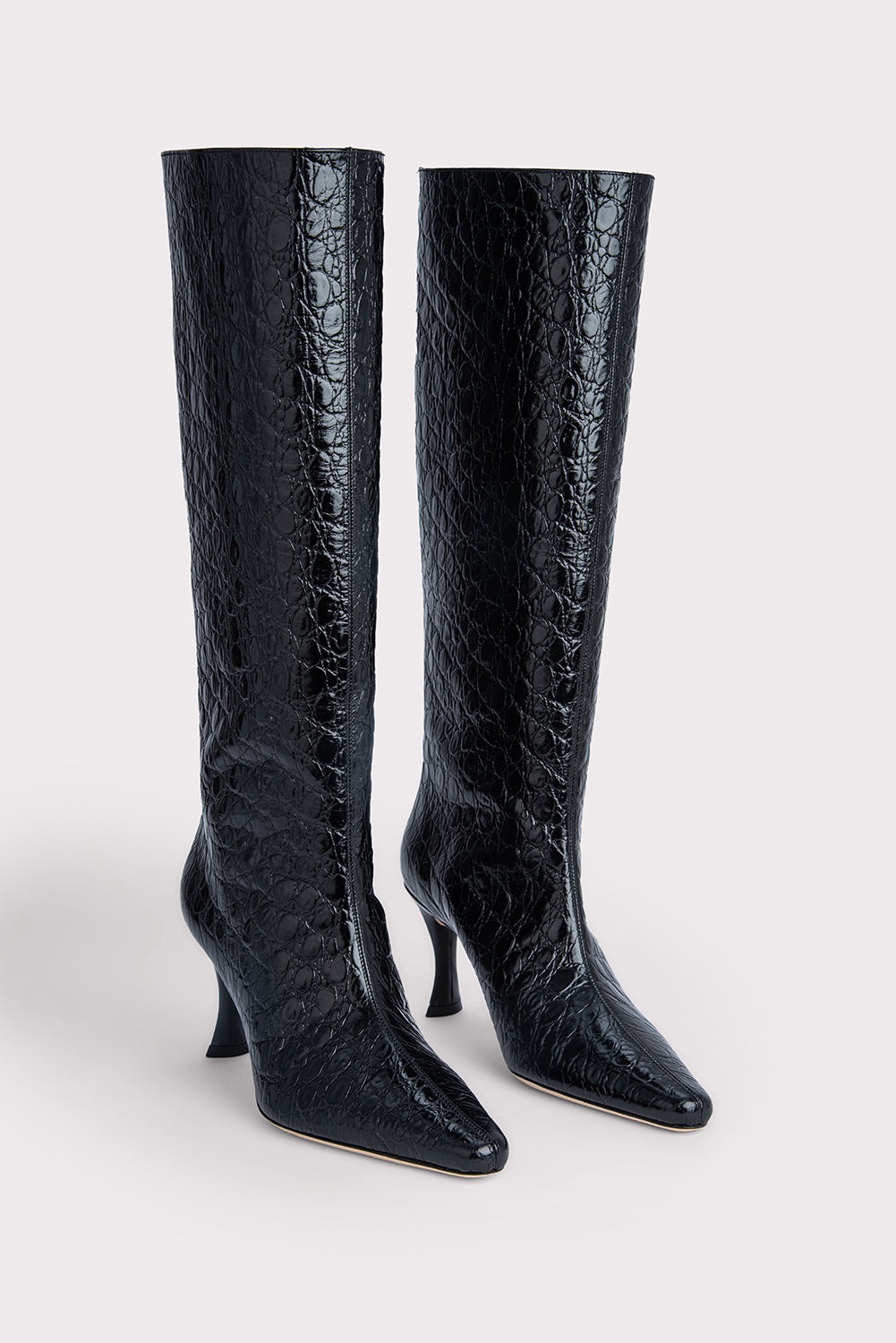 Stevie 42 Black Circular Croco Embossed Leather - 2