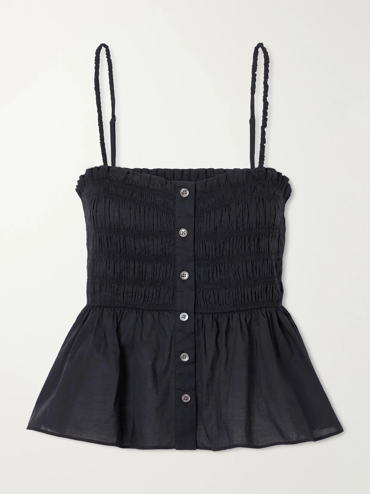 Tullia Shirred Tiered Cotton-poplin Top - 1