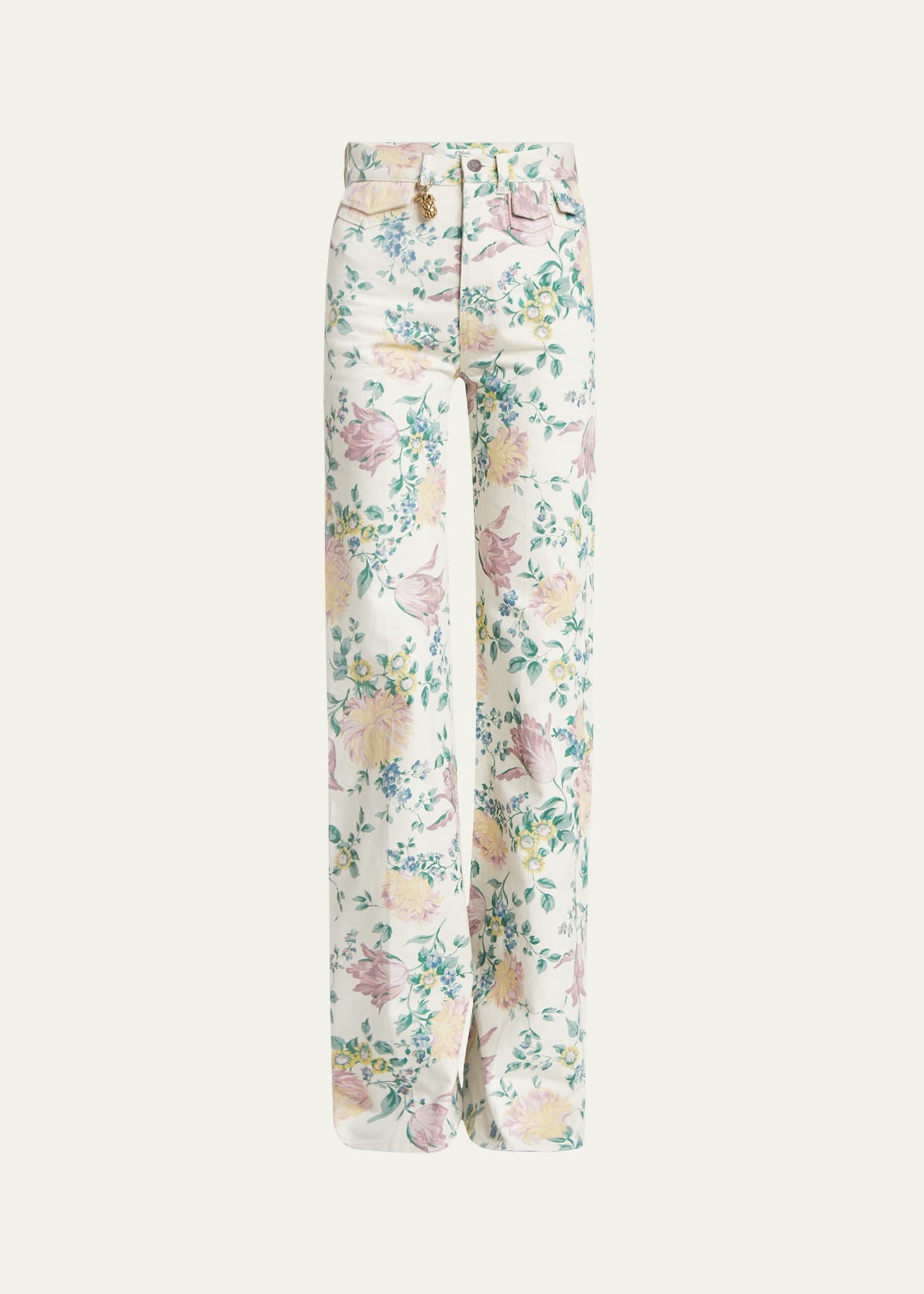 Floral High Rise Flared Jeans - 1