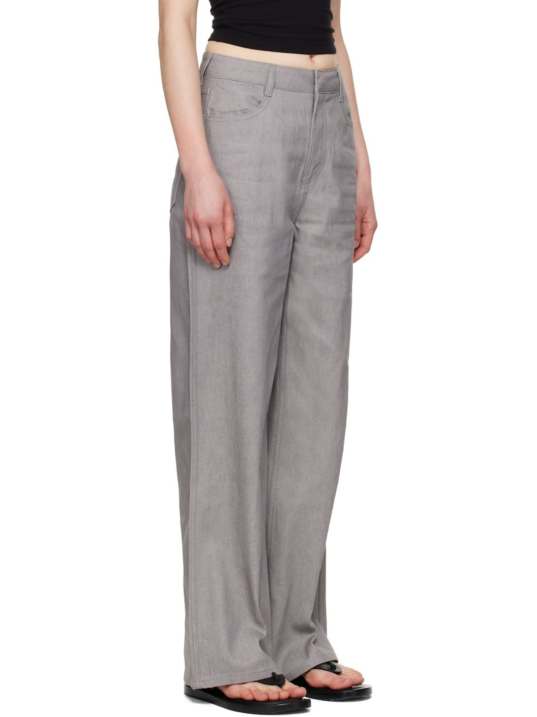 Gray Four-Pocket Jeans - 2