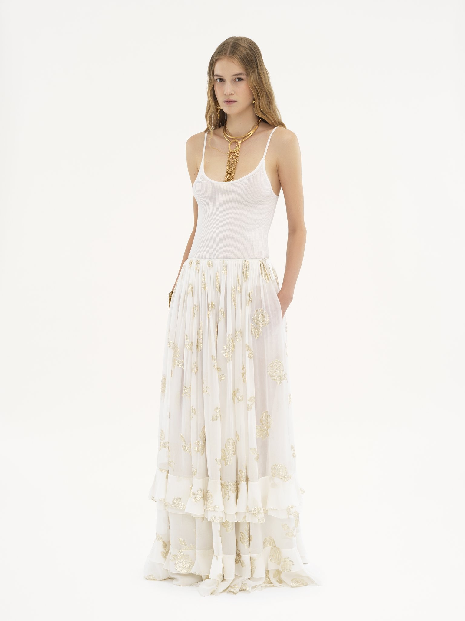 FLUID MAXI SKIRT IN SILK JACQUARD & LUREX - 3