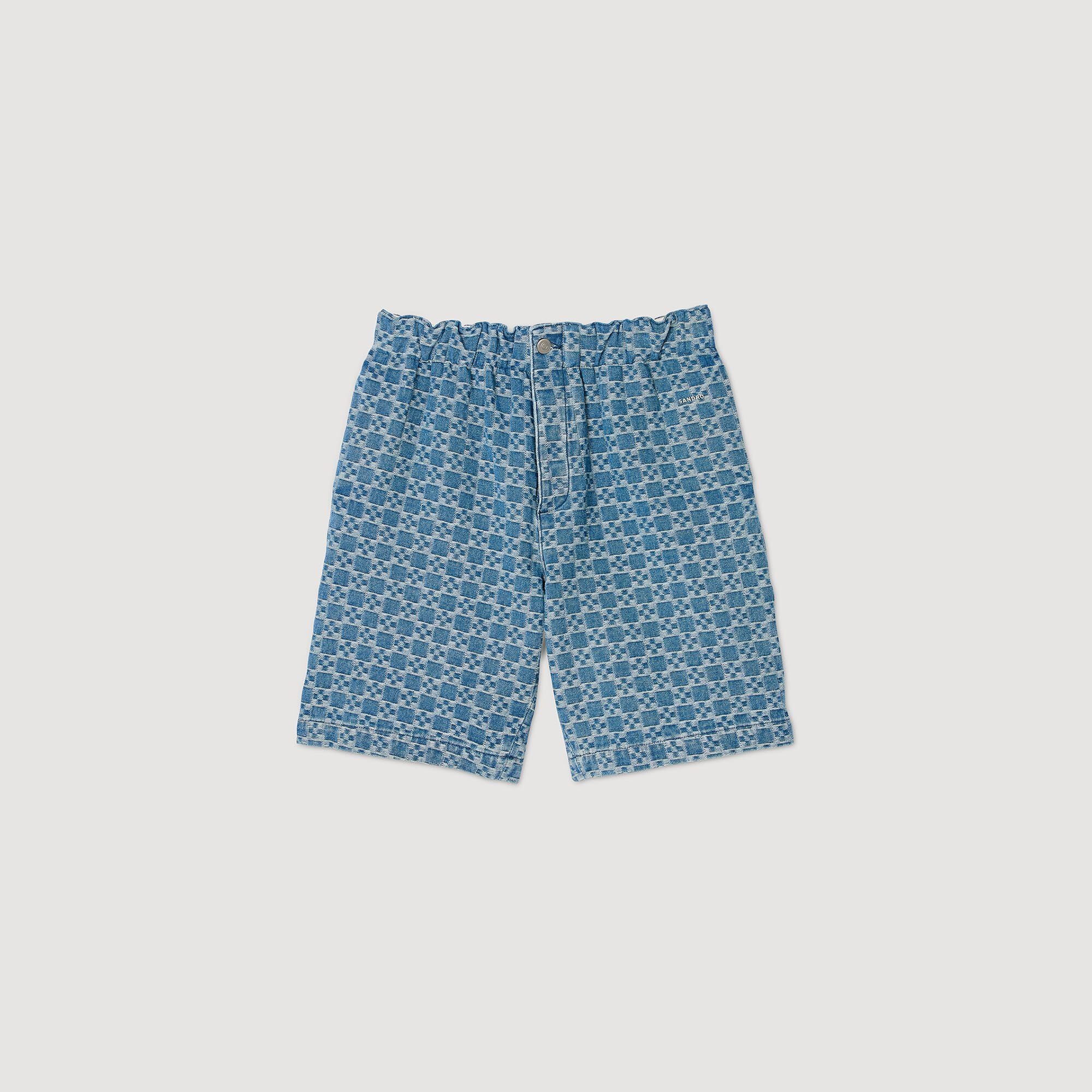 SQUARE CROSS DENIM BERMUDA SHORTS - 1