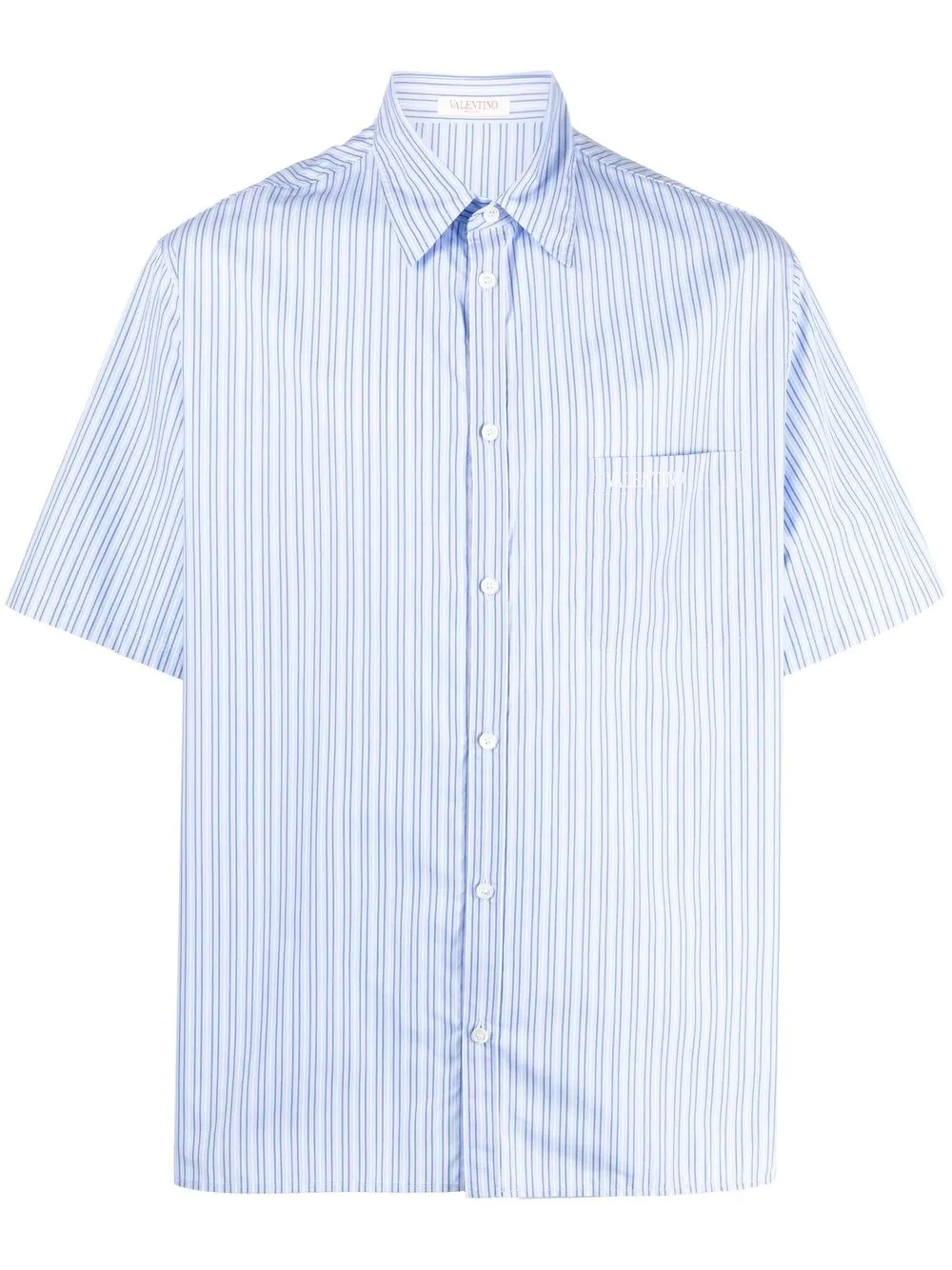 short-sleeve pinstripe cotton shirt - 1