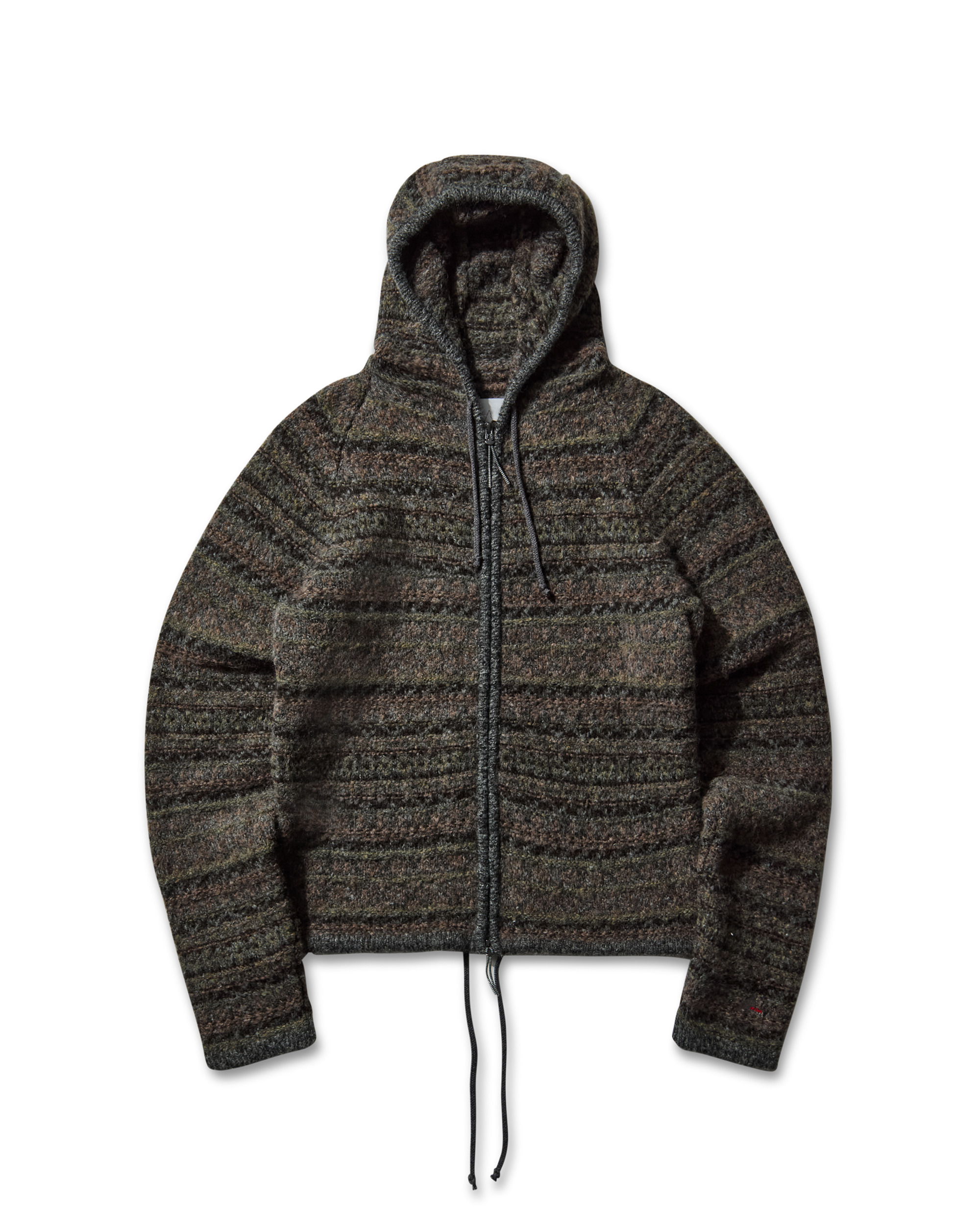 Fair Isle Felted Knit Zip Up Hoodie - 9