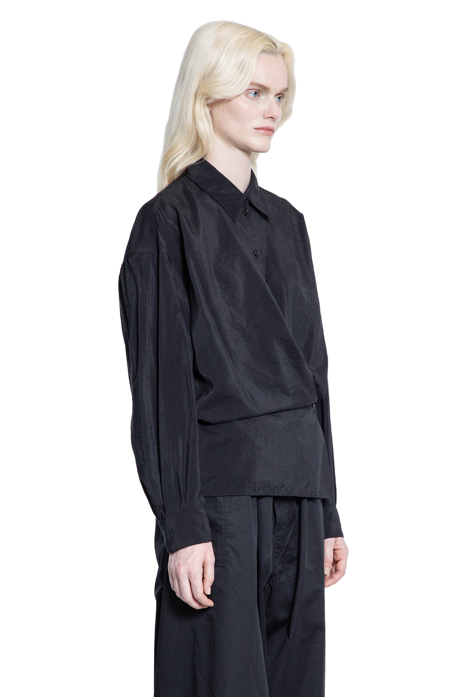 Straight Collar Twisted Shirt - 2