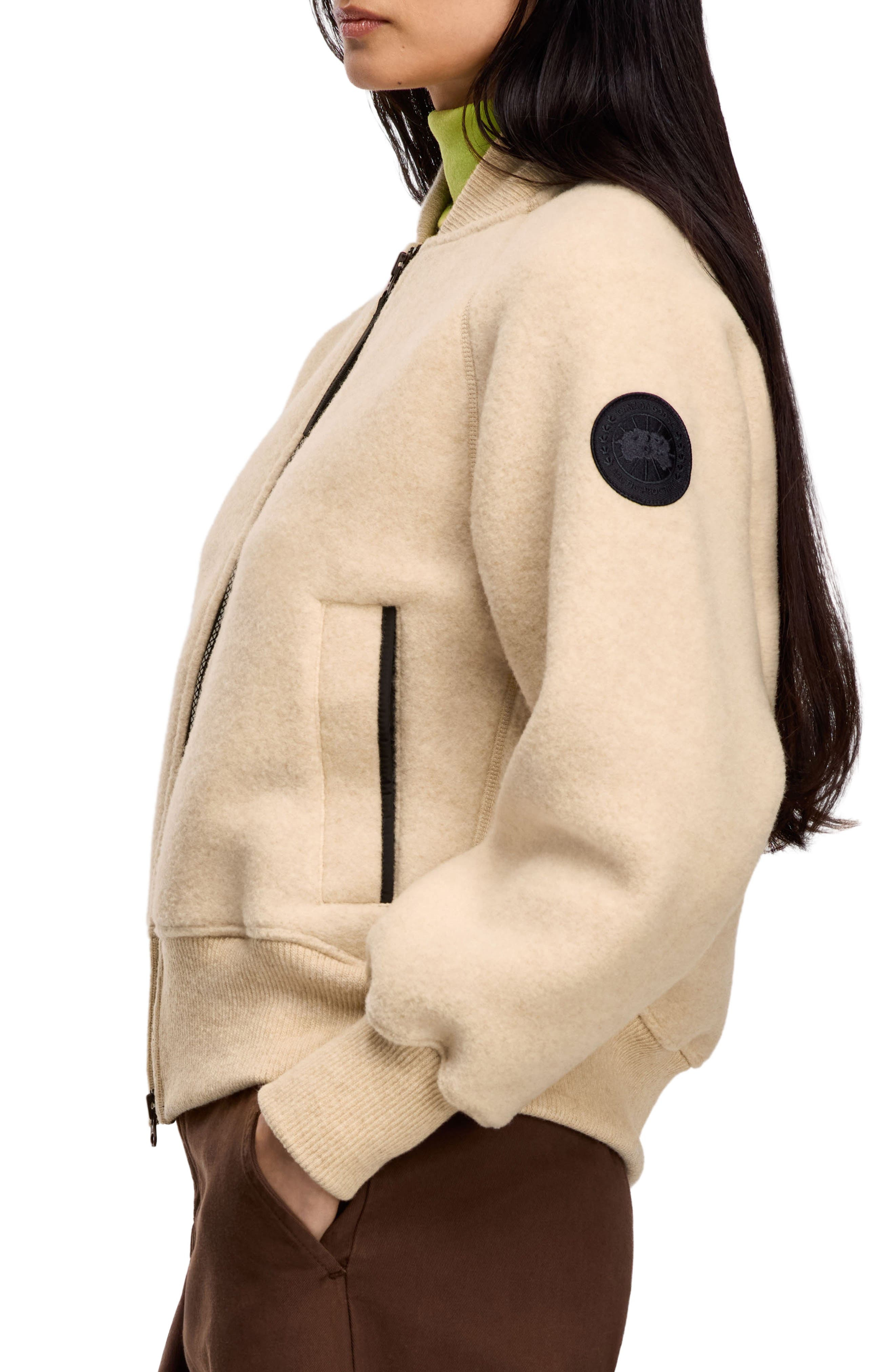Canada Goose Sierra High Pile Fleece Bomber in Light Tan at Nordstrom - 3