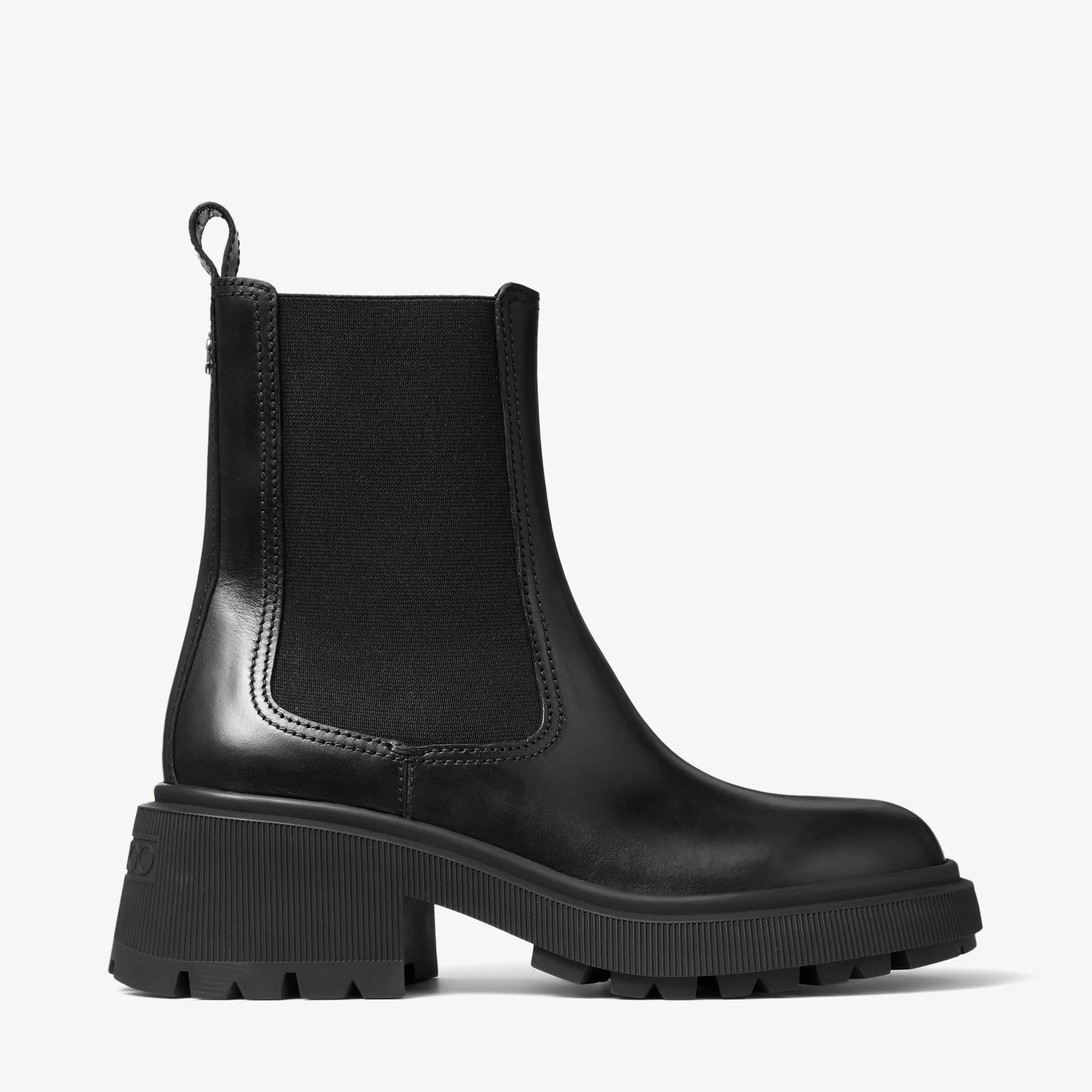 Tamia Chelsea Flat Black Shiny Calf Leather Chelsea Flat Boots - 1
