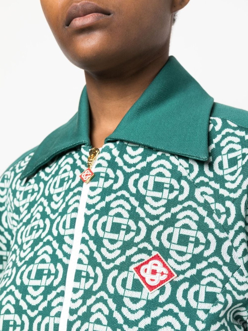 monogram cropped cotton-blend track top 5