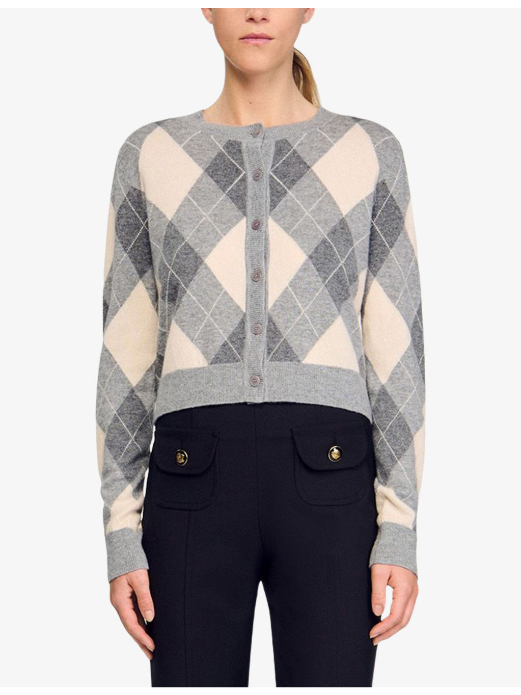 Argyle Round-Neck Wool And Cashmere-Blend Cardigan - 3