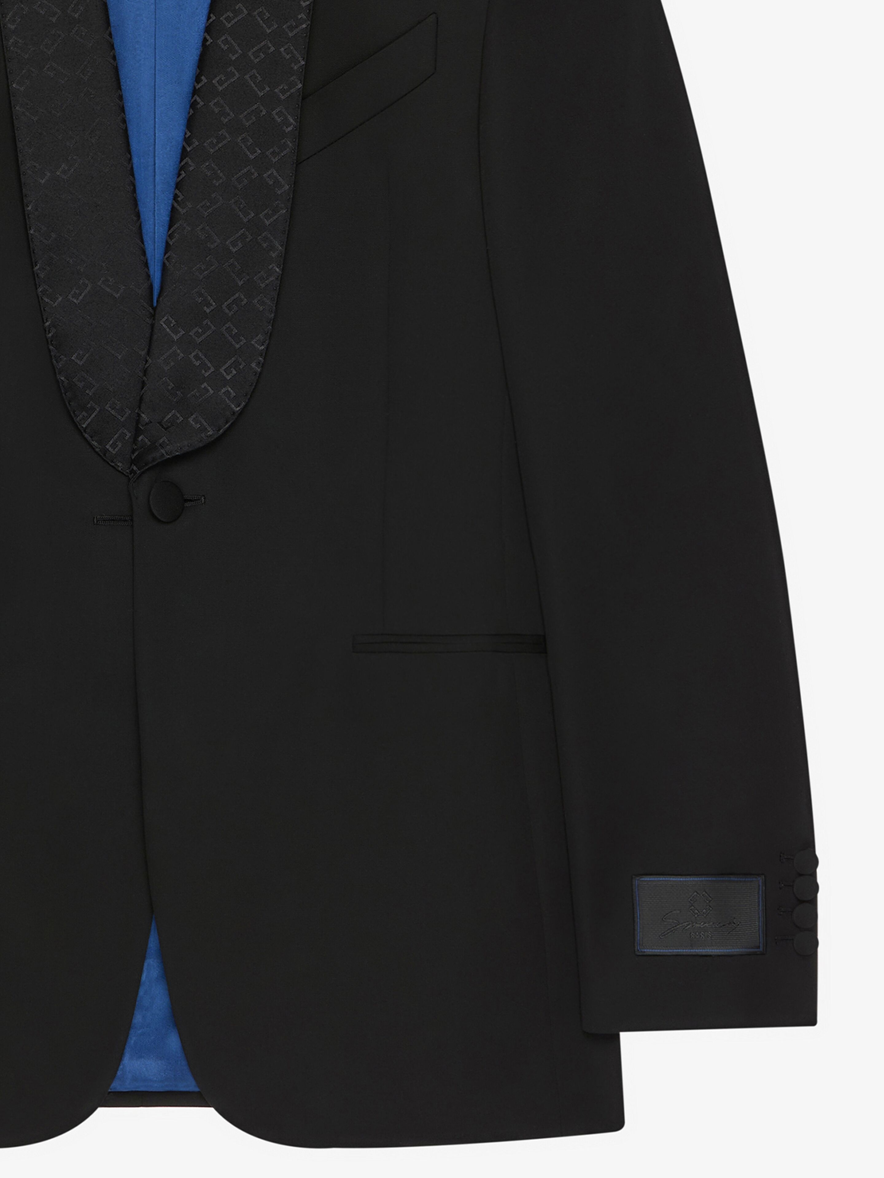 SLIM FIT JACKET IN WOOL WITH MONOGRAM 72 JACQUARD COLLAR - 3