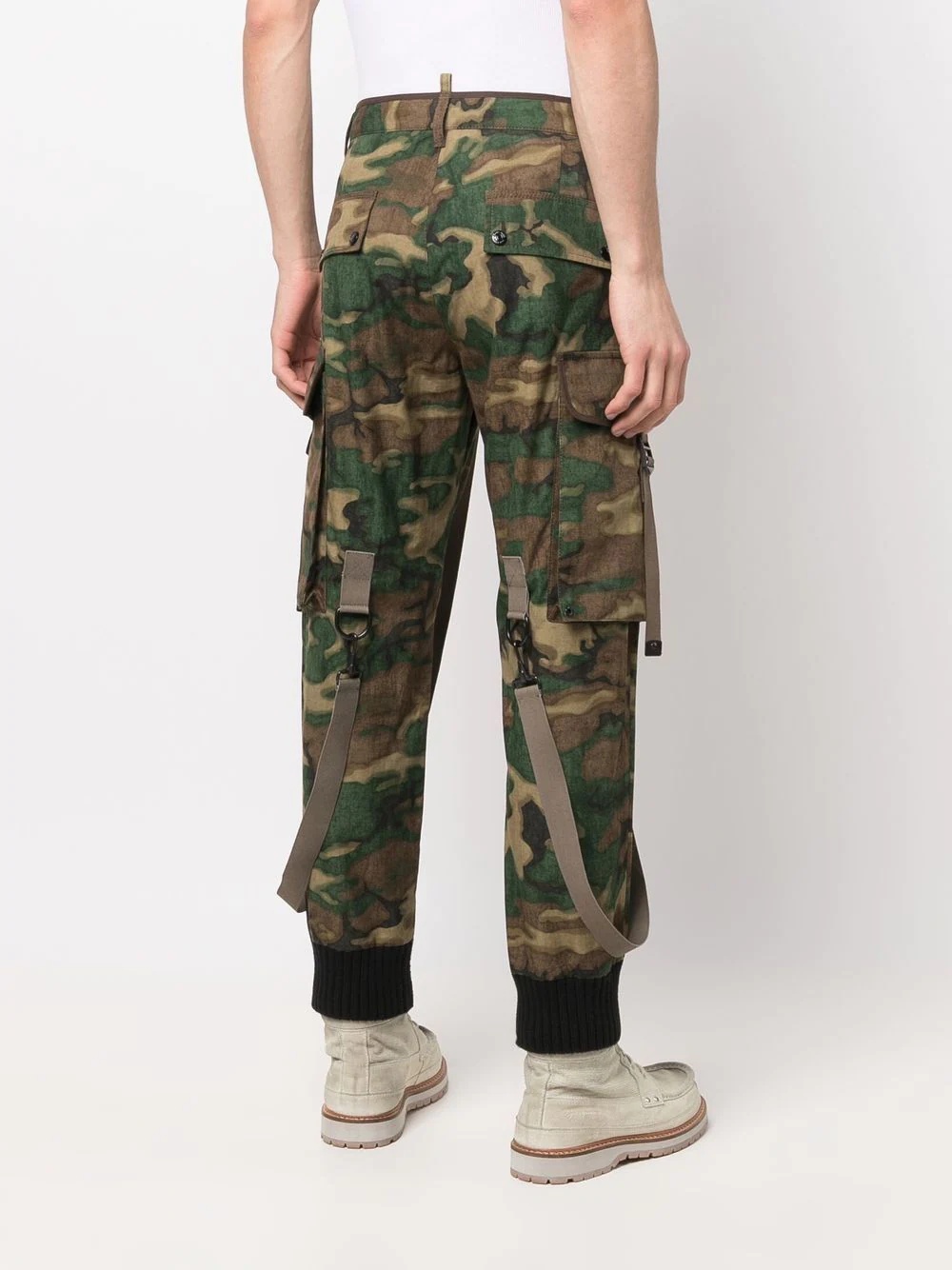 cuffed camouflage-print cargo trousers - 4