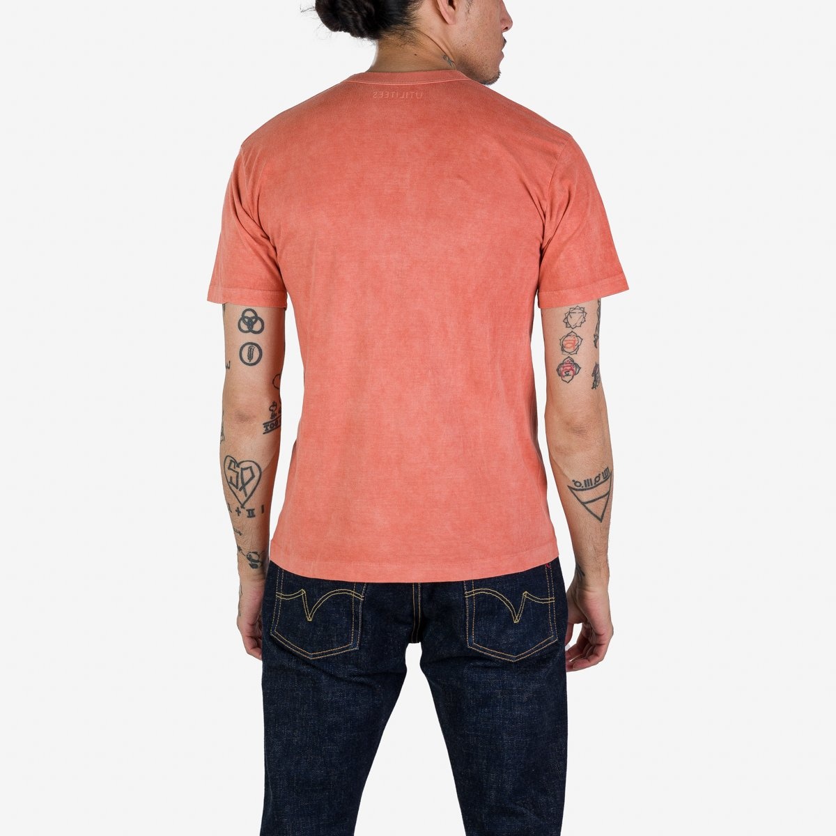 UTIL-HDYE-COR UTILITEES - 5.5oz Loopwheel Crew Neck T-Shirt - Hand Dyed Coral Pink - 3