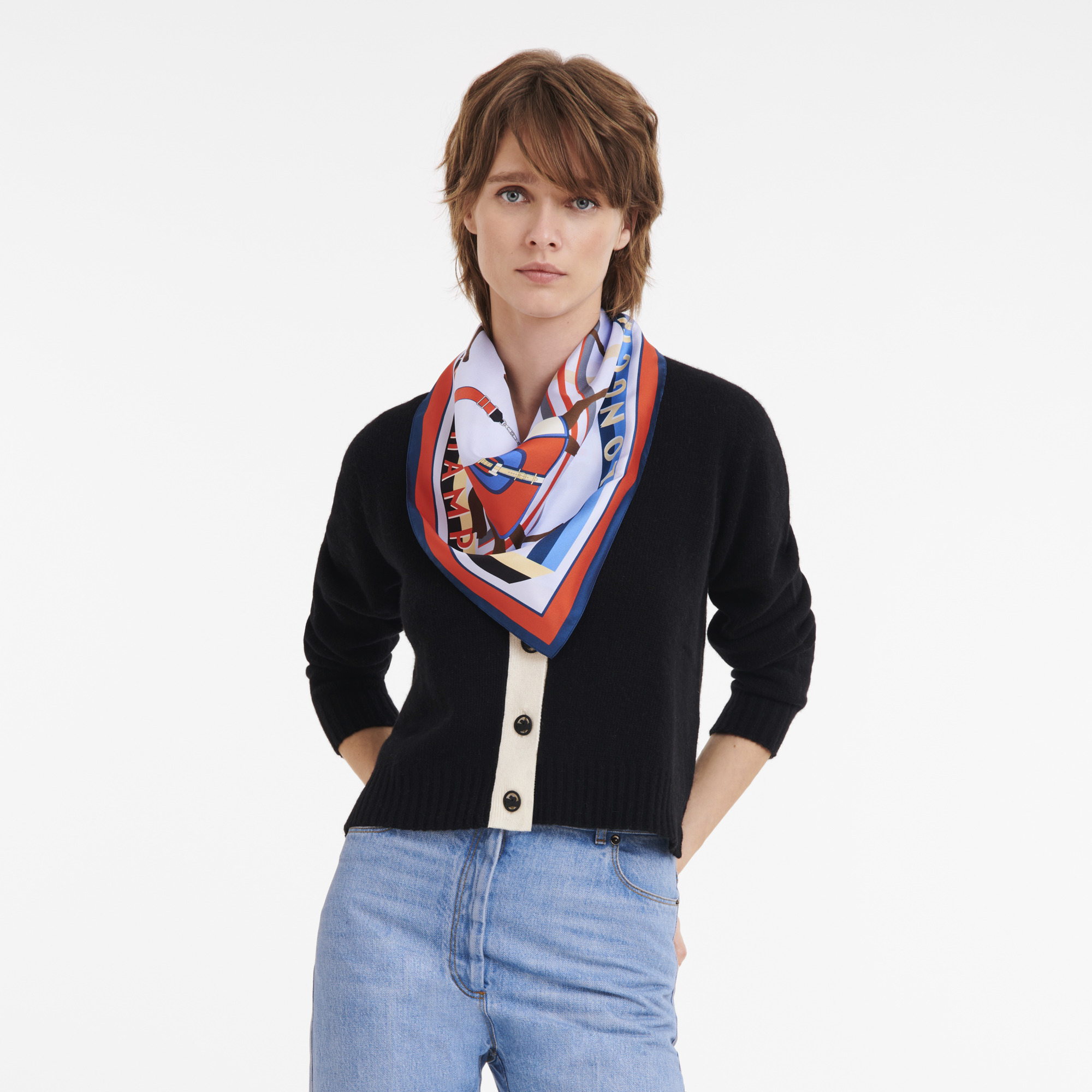 Paddock Longchamp Silk scarf 70 Sky Blue - OTHER - 2