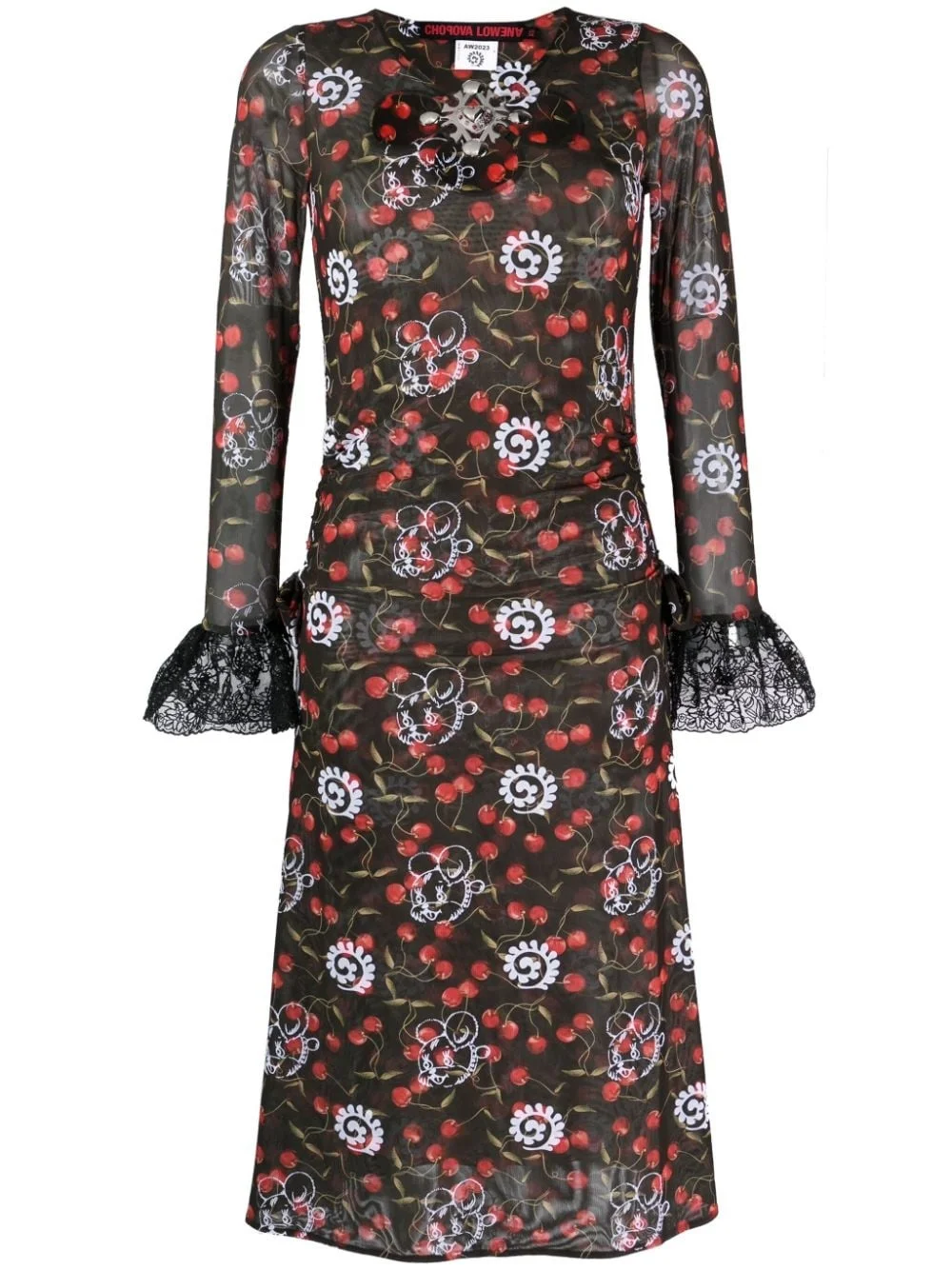 Windsucker semi-sheer midi dress - 1