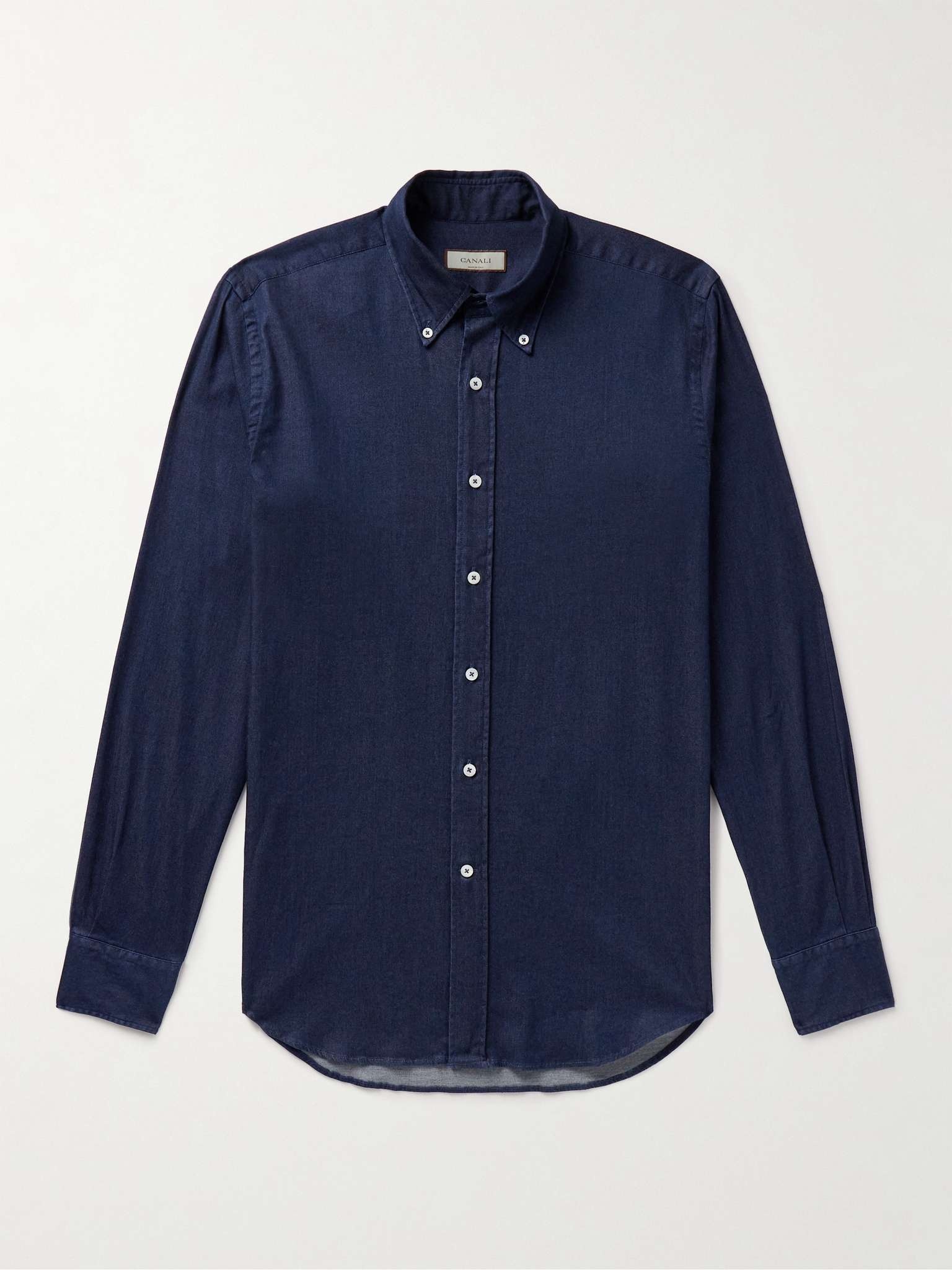 Button-Down Collar Cotton-Blend Chambray Shirt - 1