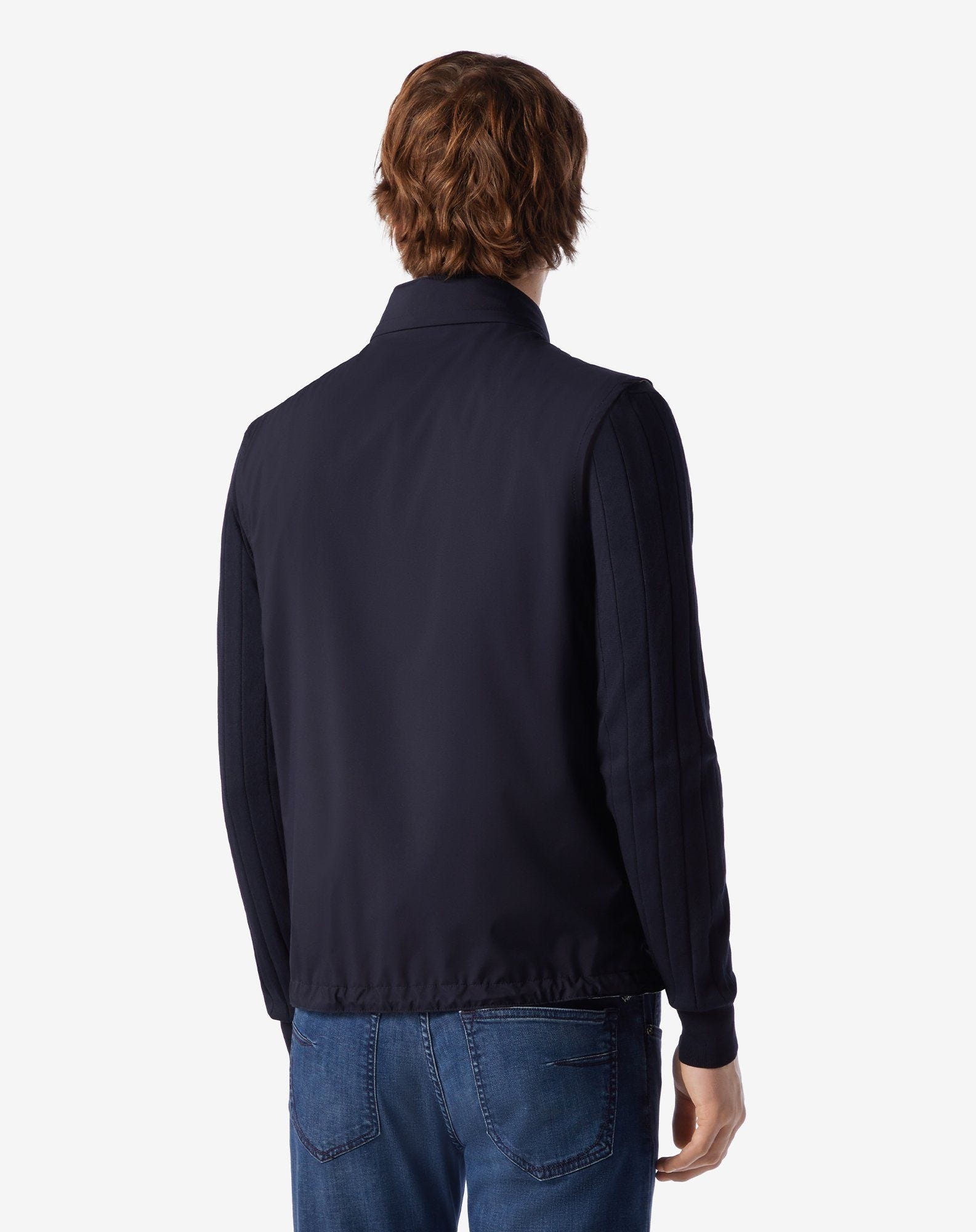 Navy blue reversible technical fabric waistcoat - 4