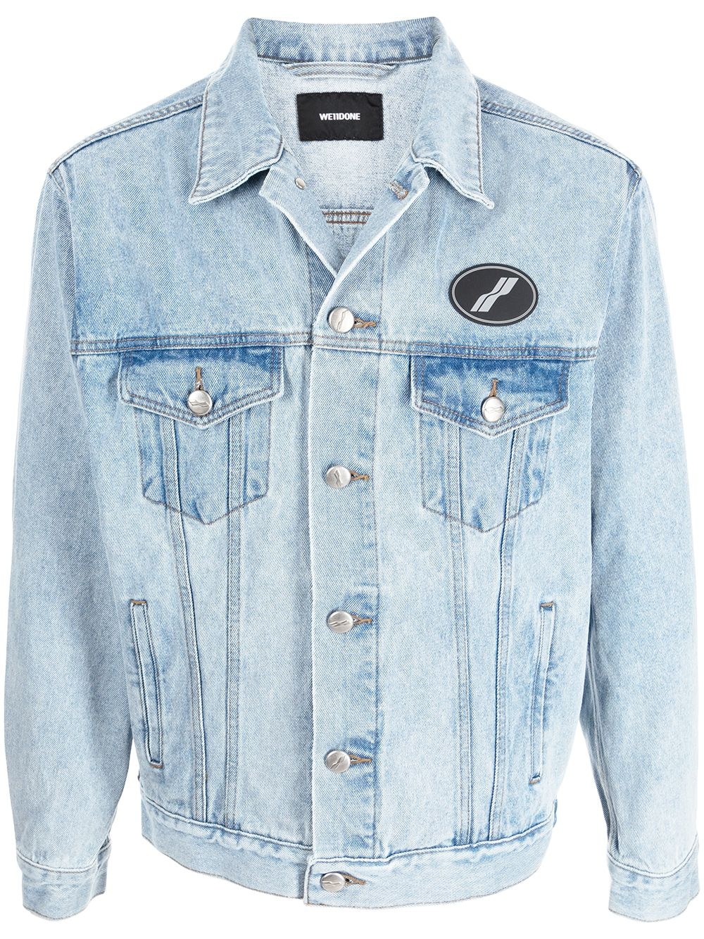 logo-patch oversized denim jacket - 1