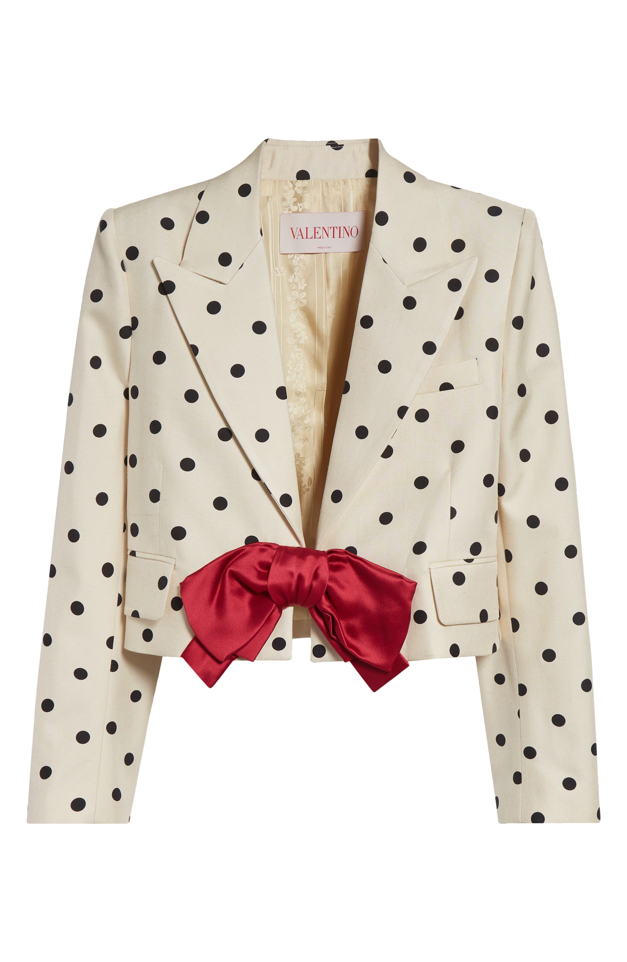 Valentino Garavani Polka Dot Bow Blazer in Betulla/Nero at Nordstrom - 7