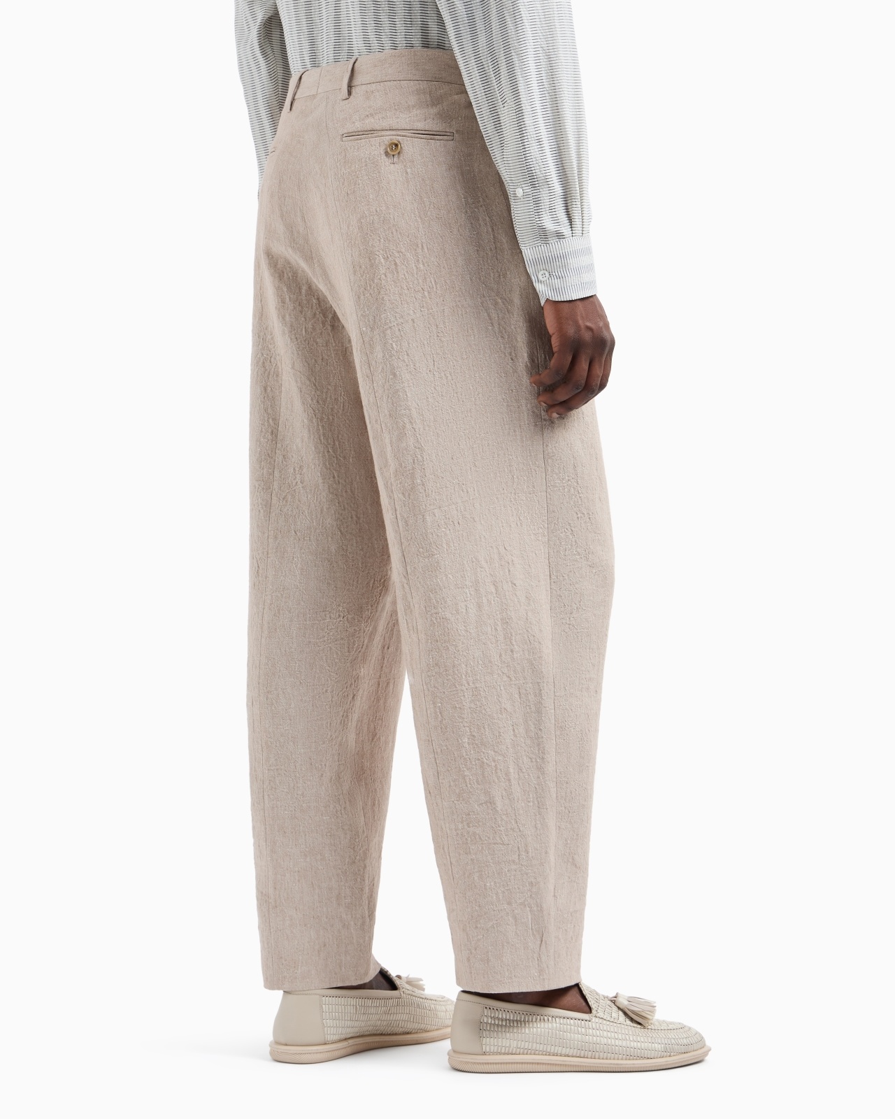 SINGLE-DART, PURE LINEN CANVAS TROUSERS - 3