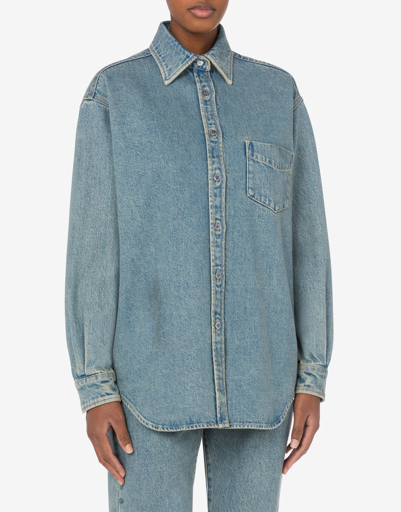 Moschino SHIRT IN BLUE COTTON DENIM outlook