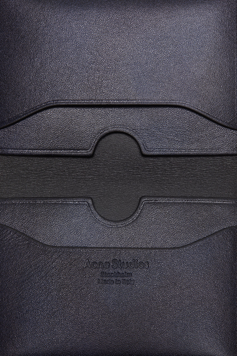 Folded leather wallet - Navy blue 5