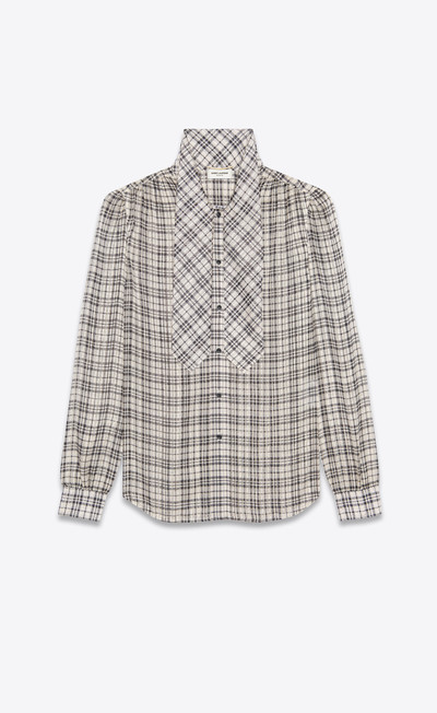 SAINT LAURENT lavallière-neck blouse in checked silk outlook