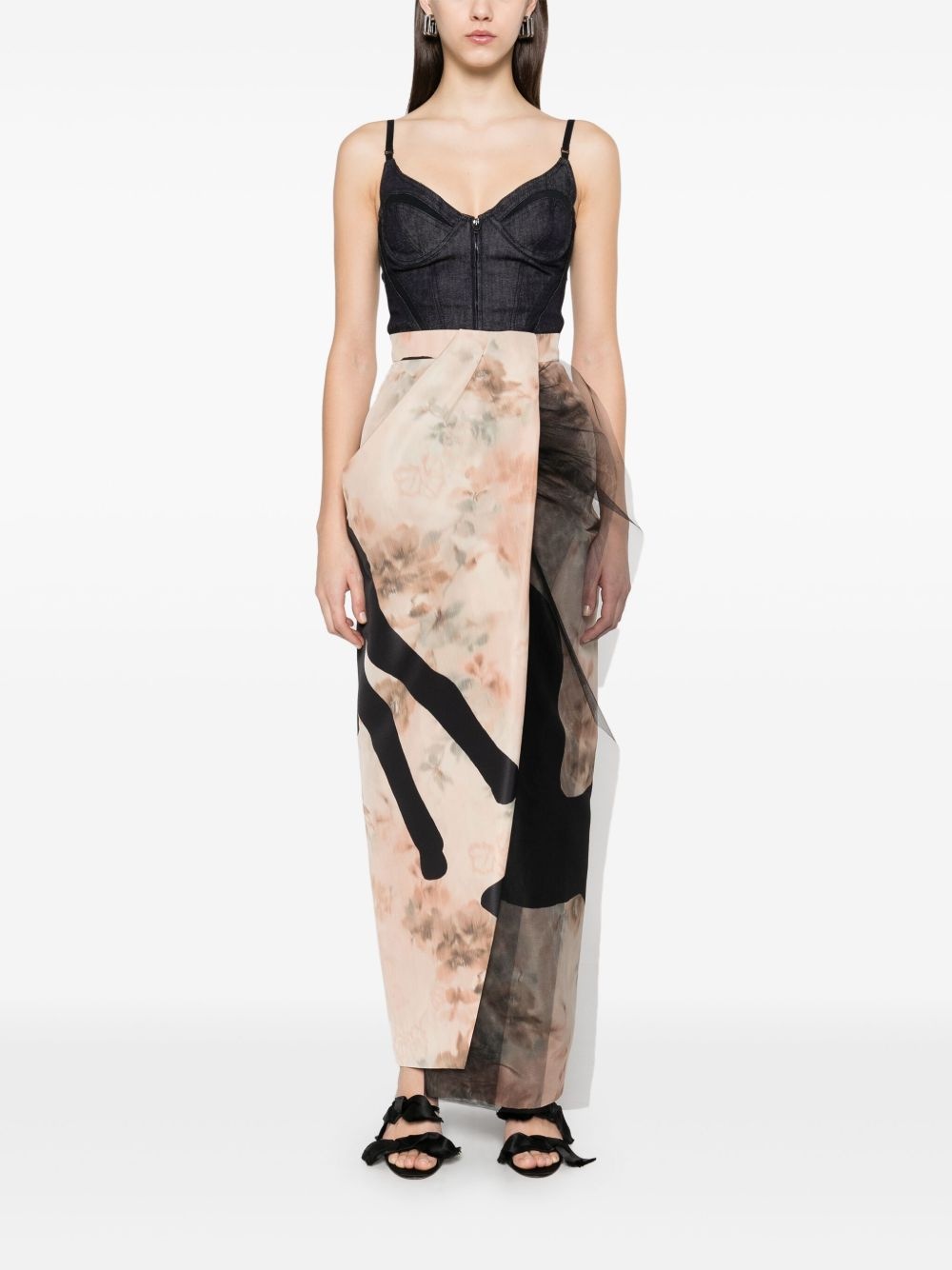 deer-print draped maxi skirt - 2