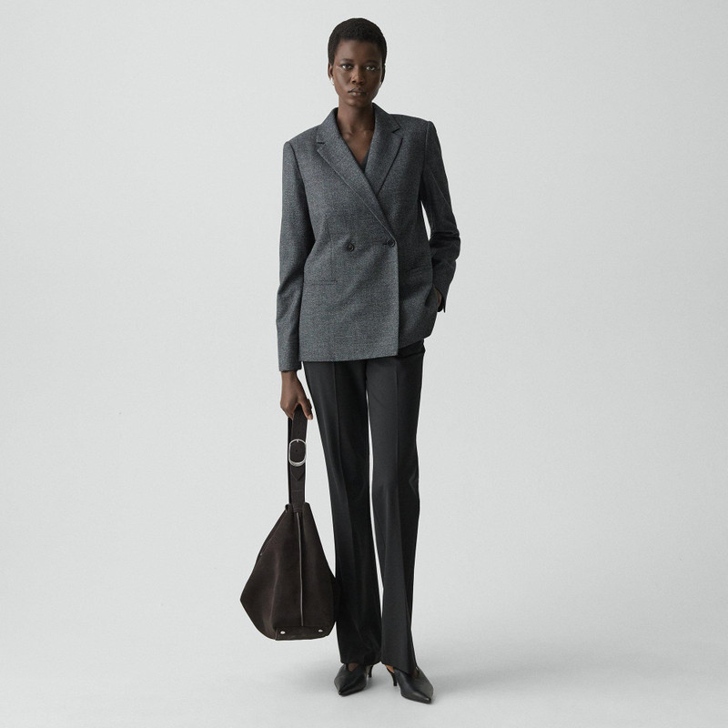 Theory Relaxed Double-Breasted Blazer in Marled Flannel outlook