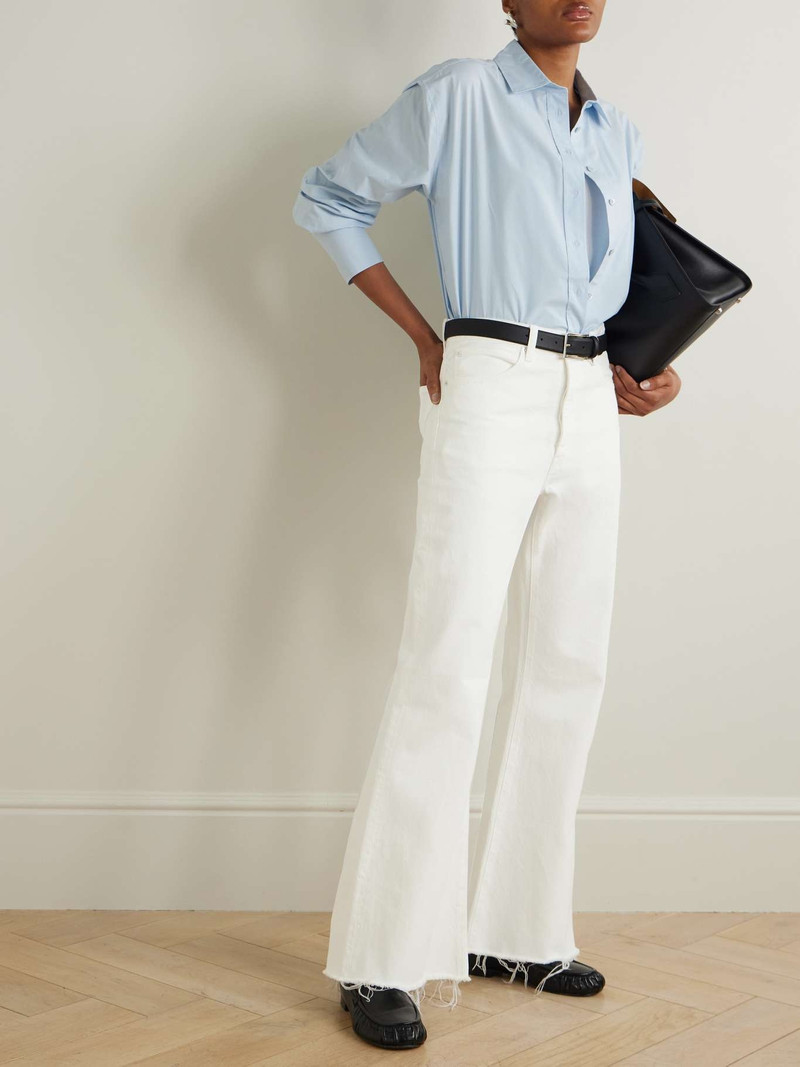 FRAME The Lax distressed mid-rise flared jeans White outlook